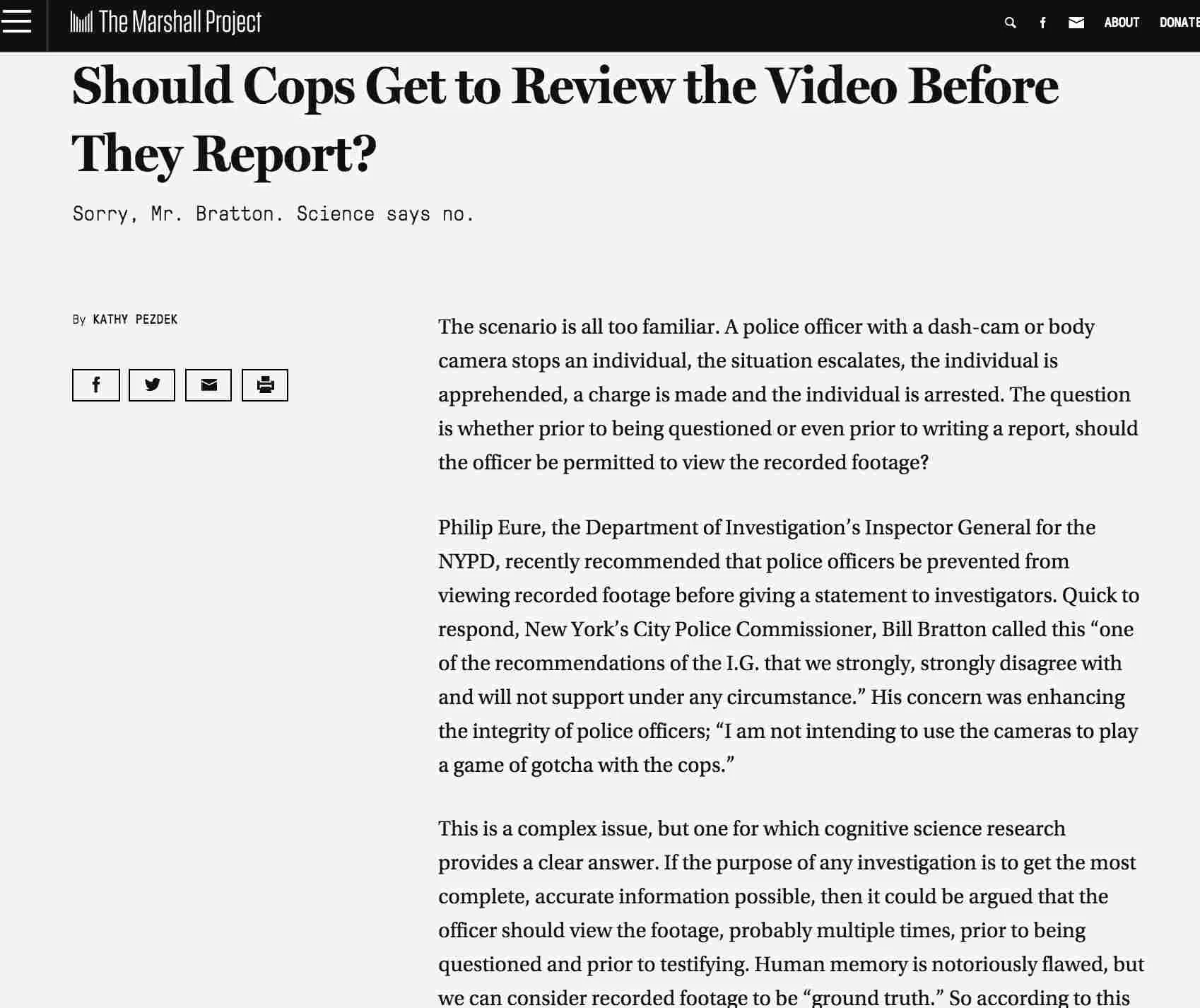 Why police shouldn't get to review body camera footage before they report