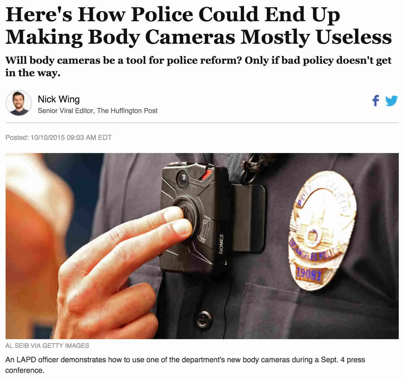 Critical Policy Issues to Make Body Cameras Effective