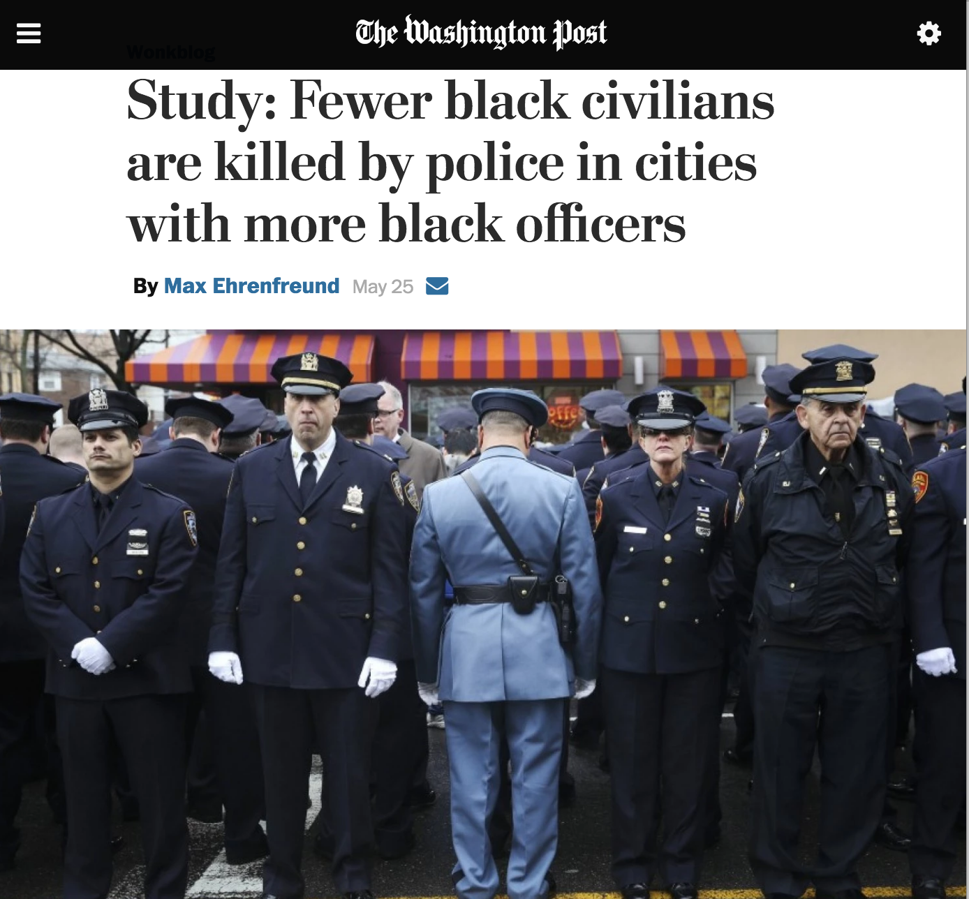How black representation on the police force reduces police killings of black people