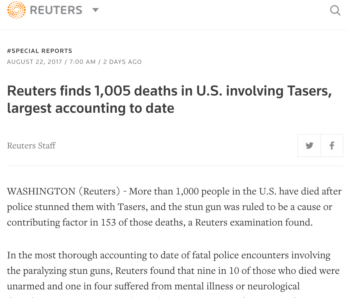 Analysis of Police Taser Deaths