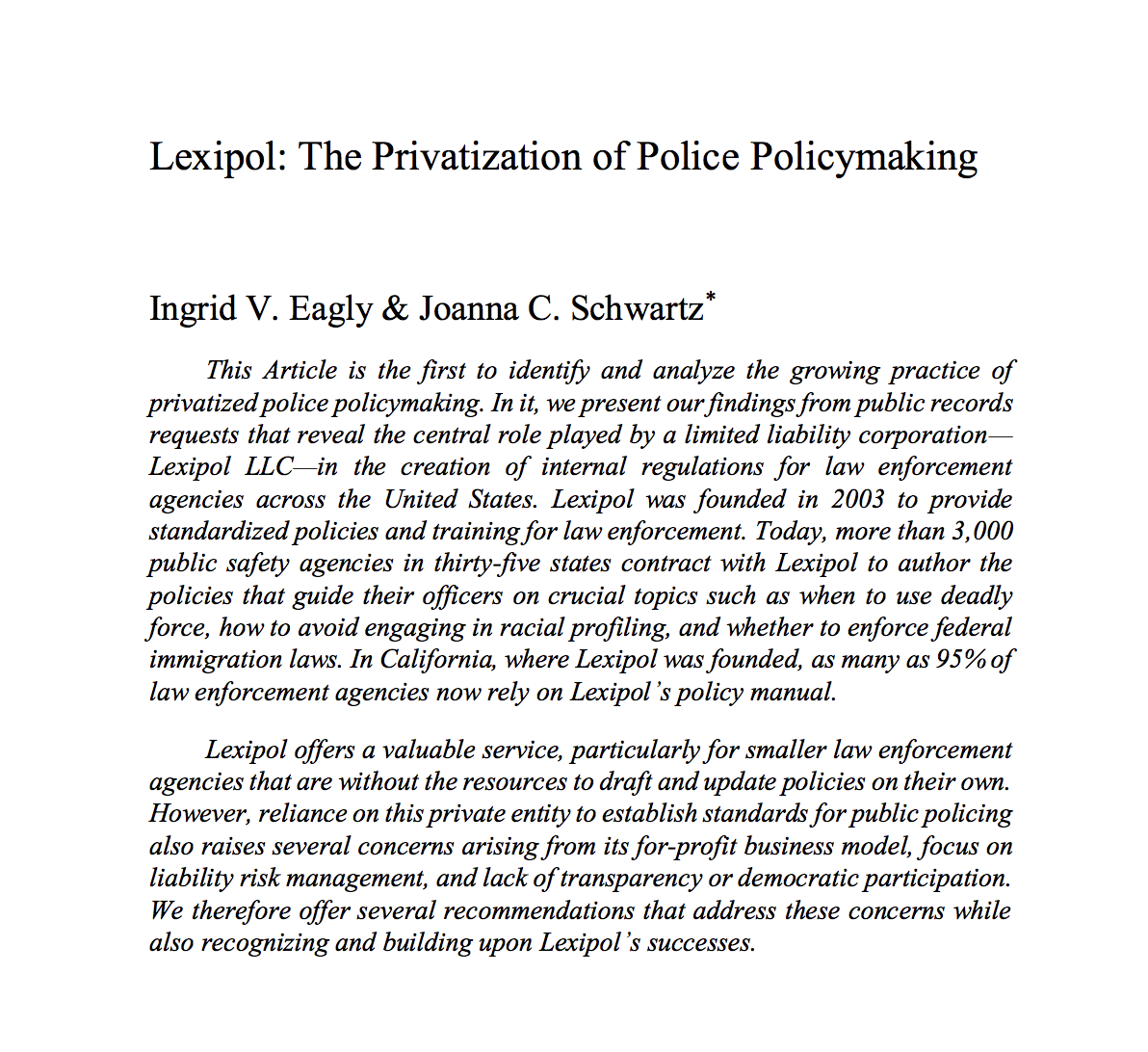 How Lexipol Gets Paid to Write 95% of CA Police Use of Force Policies