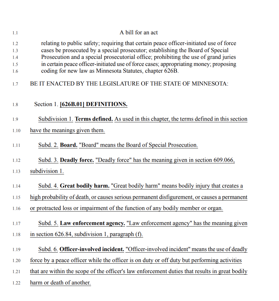 Model Legislation Establishing Special Prosecutor for Police Violence