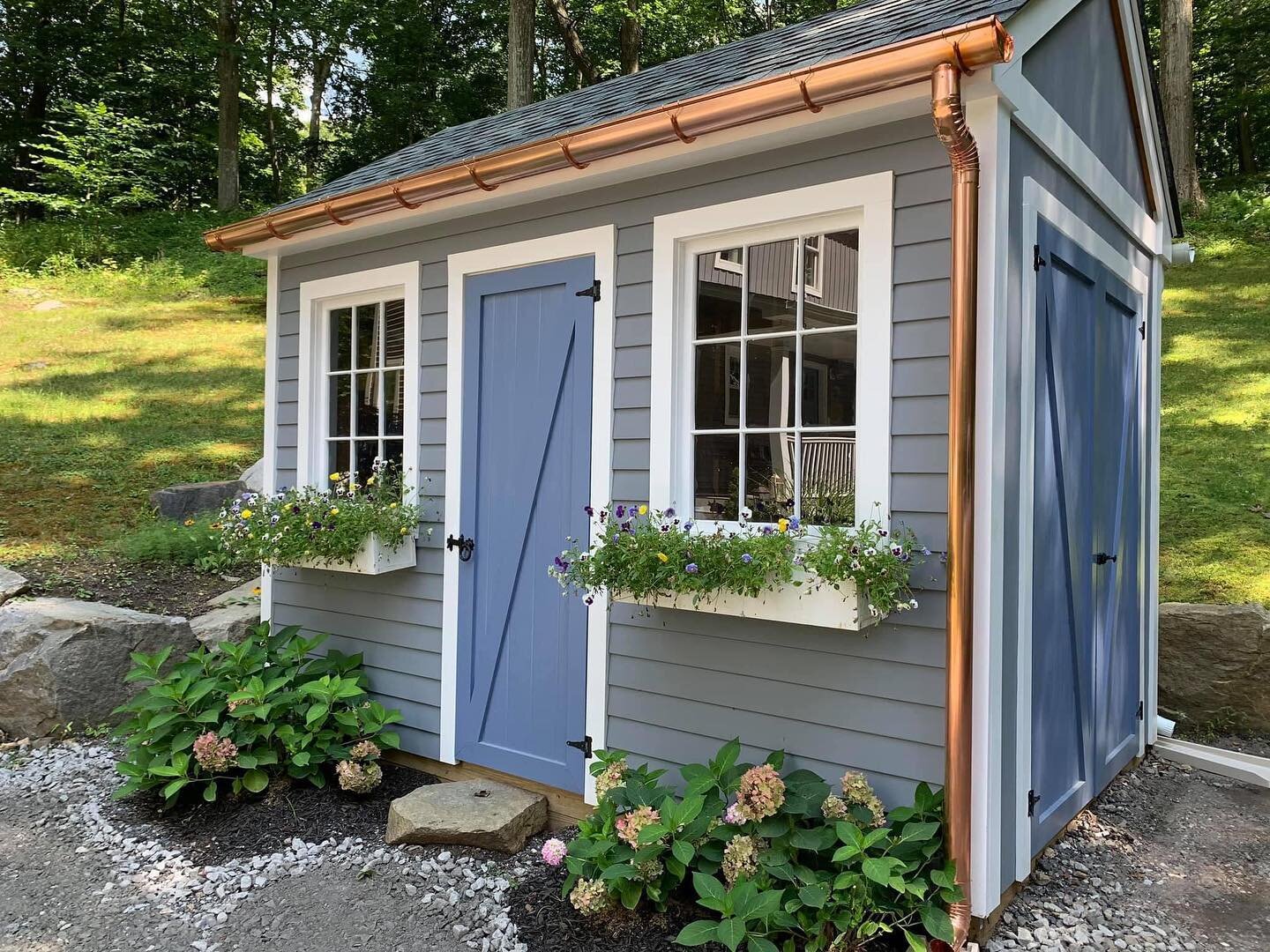 It&rsquo;s all about the shed!  Copper. Enough said.  #gutters #guttersanddownspouts #coppergutters #GuttersConnecticut #ConnecticutWestchesterGutters #WestchesterGutters #GreenwichGutters #LitchfieldcountyGutters #bestgutters