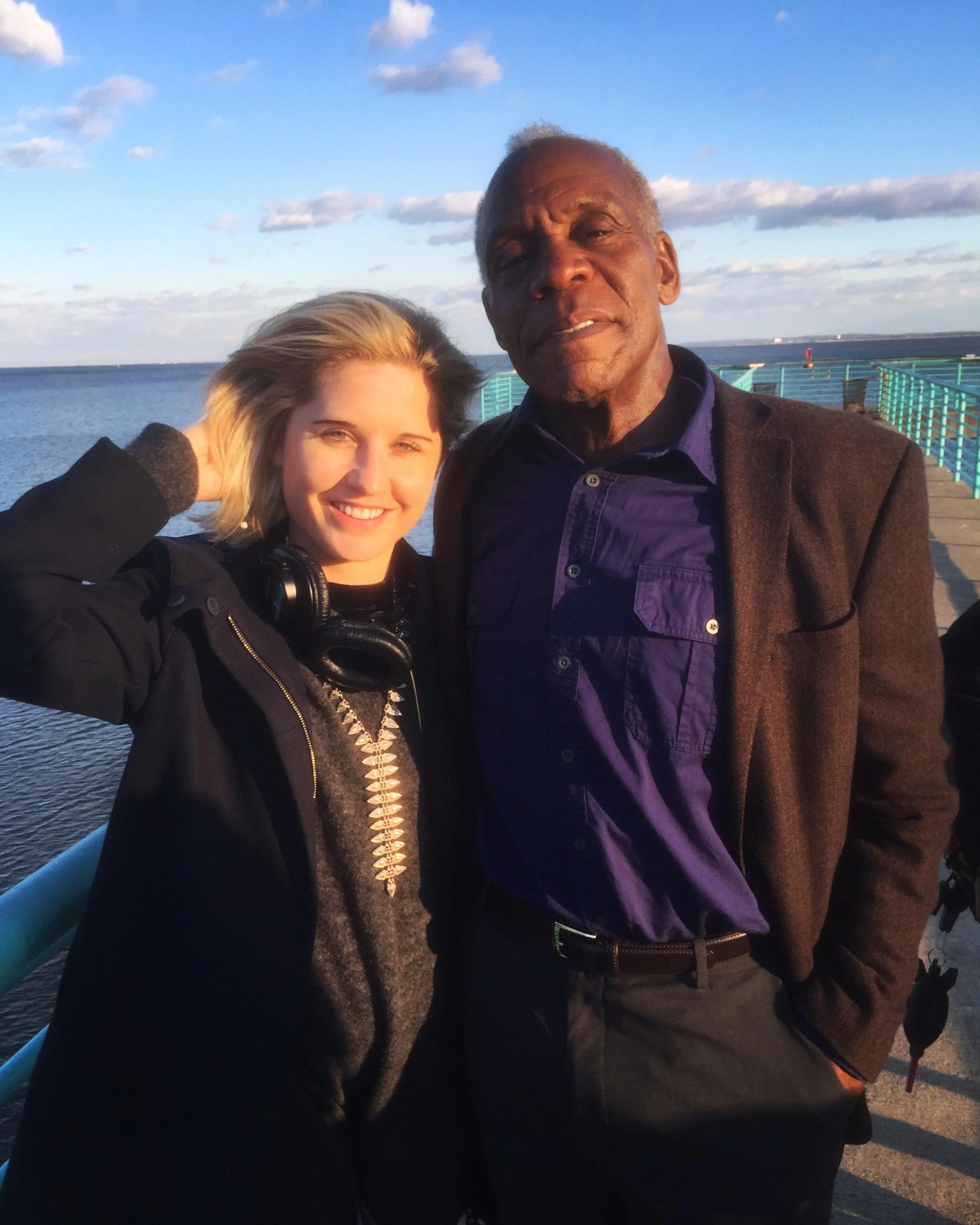  Julie Deffet and Danny Glover on the set of “The Drummer” 2018  