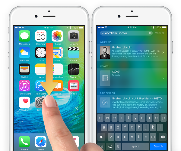 Finding things has never been easier. Spotlight allows you to search your phone for contacts, apps, music, video, audio books, notes, emails, calendar events, messages, and a whole lot more. Just swipe down👇🏽