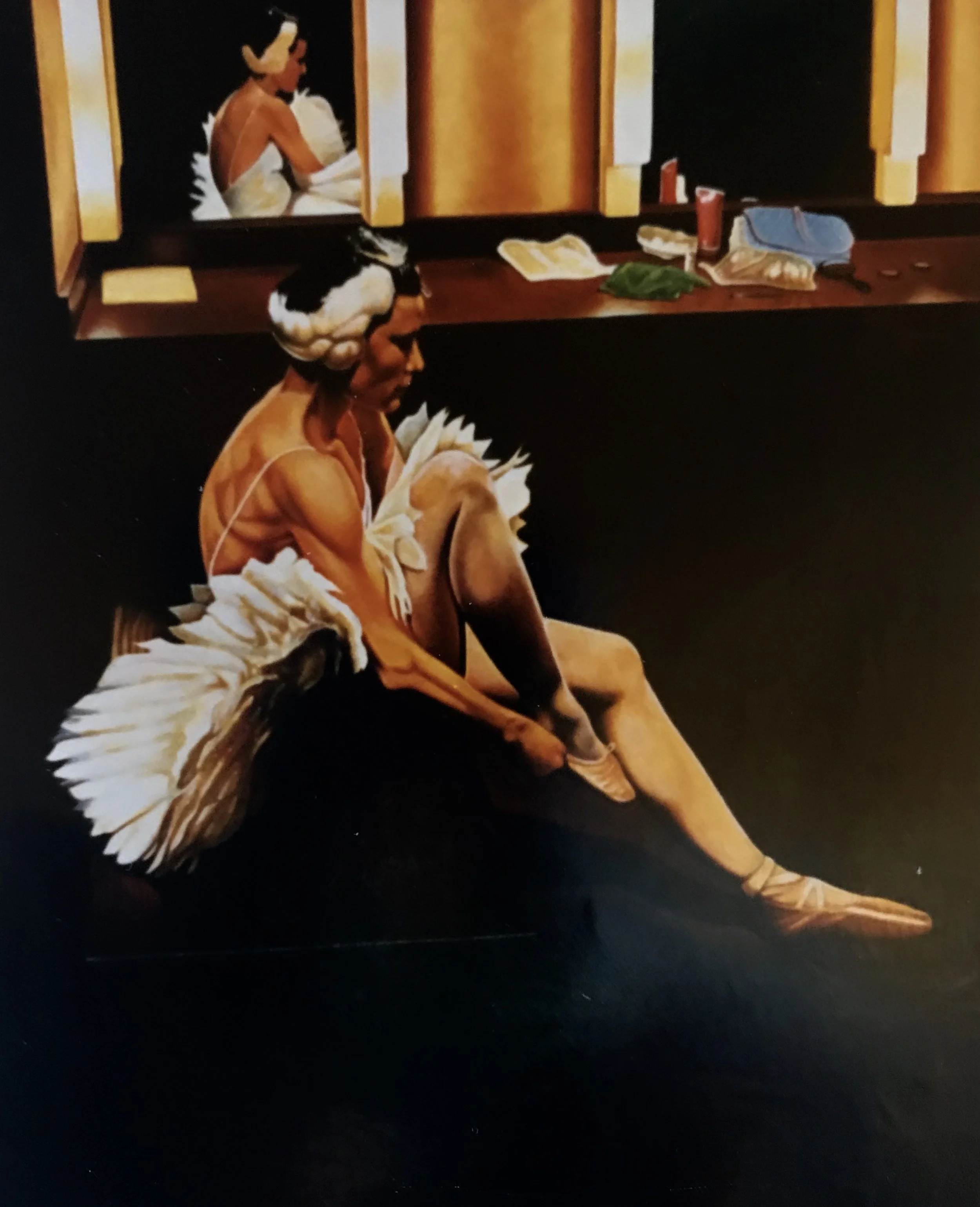 Nine Minutes before Curtain , 24 x 36,” Oil on Panel, 1992.