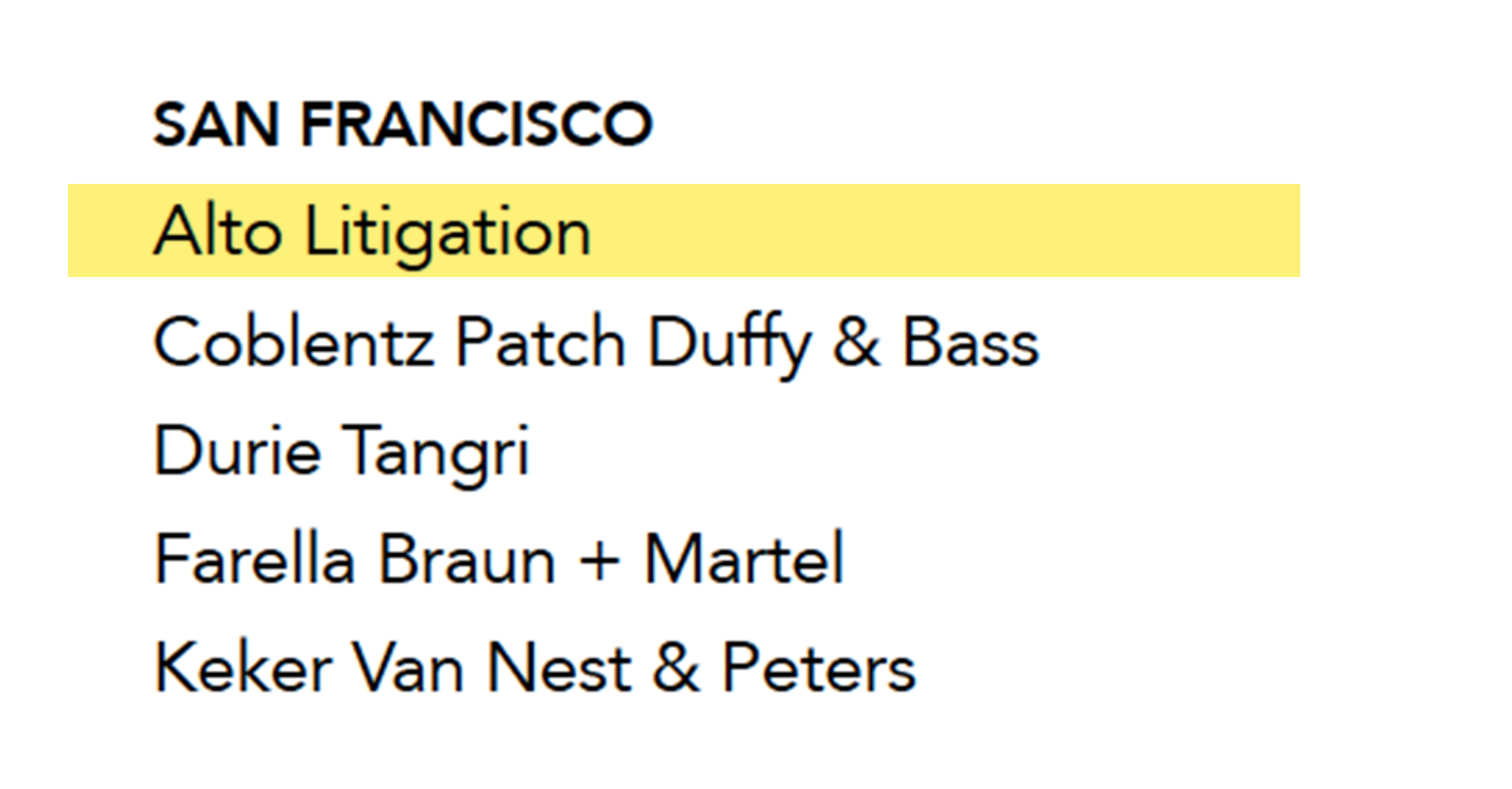 Benchmark Litigation chooses Alto Litigation among the top firms in California