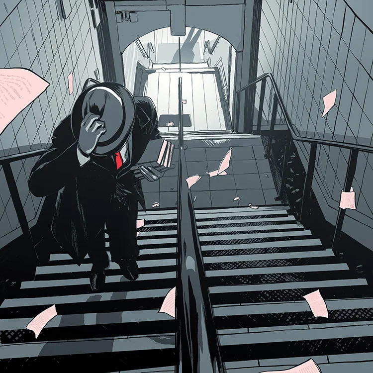 Literary Stalkers - Illustration on the interfusion of stalkers in literature for British GQ.