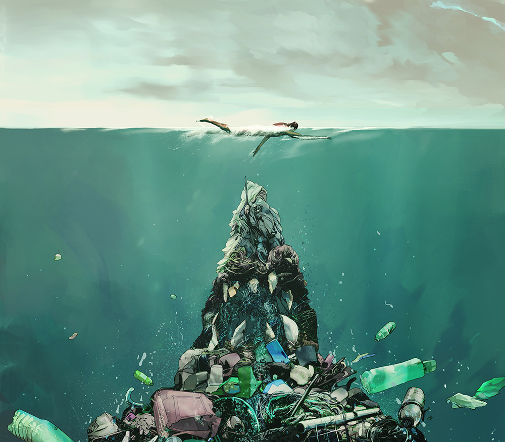   Gyres&nbsp;-&nbsp;Illustration on the world's rising ocean toxicity from plastic.  