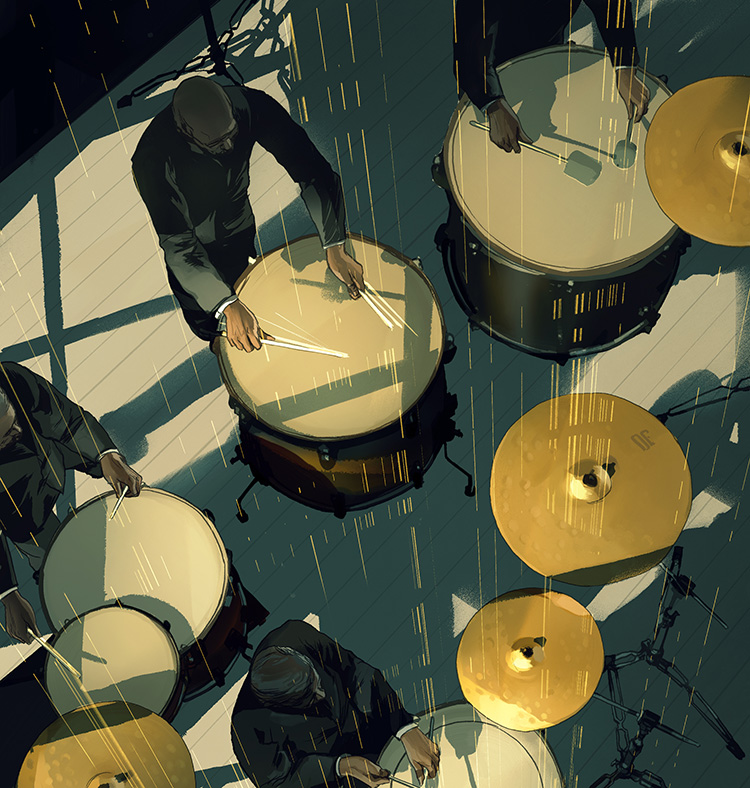  Nexus&nbsp;-&nbsp;Illustration&nbsp;for&nbsp;Maverick’s opening concert by&nbsp;Nexus&nbsp;Percussion. 