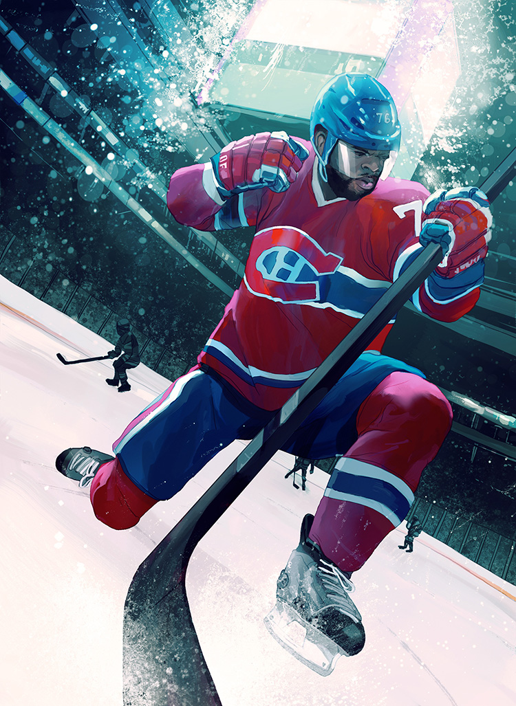   P. K. Subban&nbsp;-&nbsp;Illustration for a feature on Canadian hockey star&nbsp;P. K. Subban.  