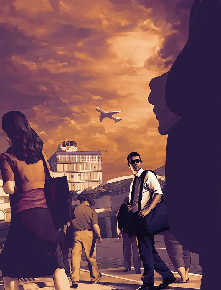 Flight Risk: Cover illustration for Security Management Magazine.