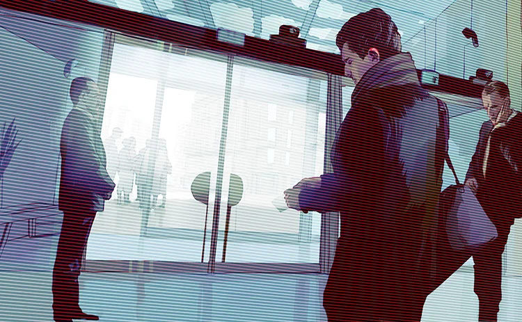 Hotel Security - Illustration from the 'Dispatch from a Frequent Traveler' series for Departures magazine.