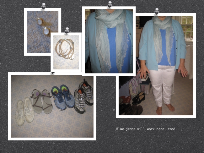 Travel outfit—lots of shoe options depending on what you’re doing