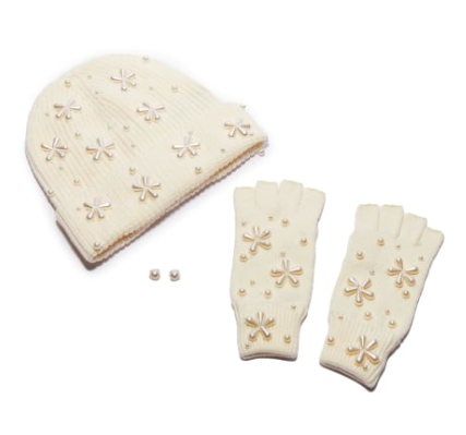 A Pearly Set: Hat, Gloves, Earrings