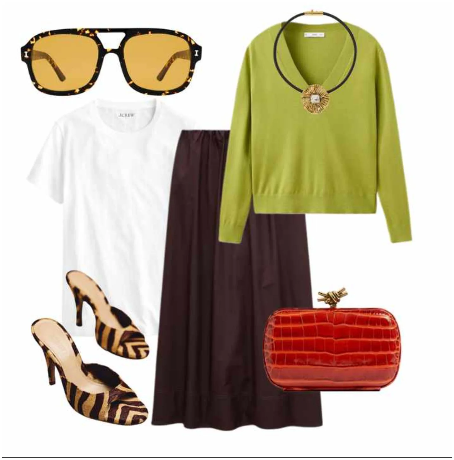 green sweater and brown skirt outfit.jpg