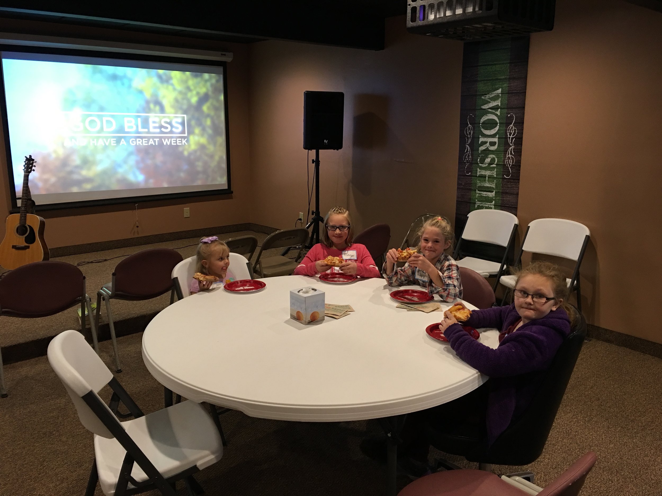 We are blessed with lots of children from every age at Christ Community. Pizza before the Fall Festival Fun!