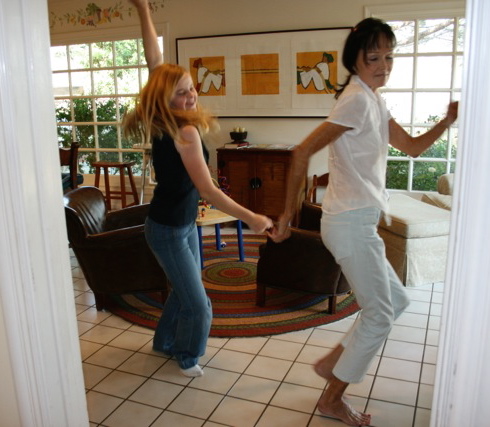 My mom and Hadley showing off their mad dance skills.