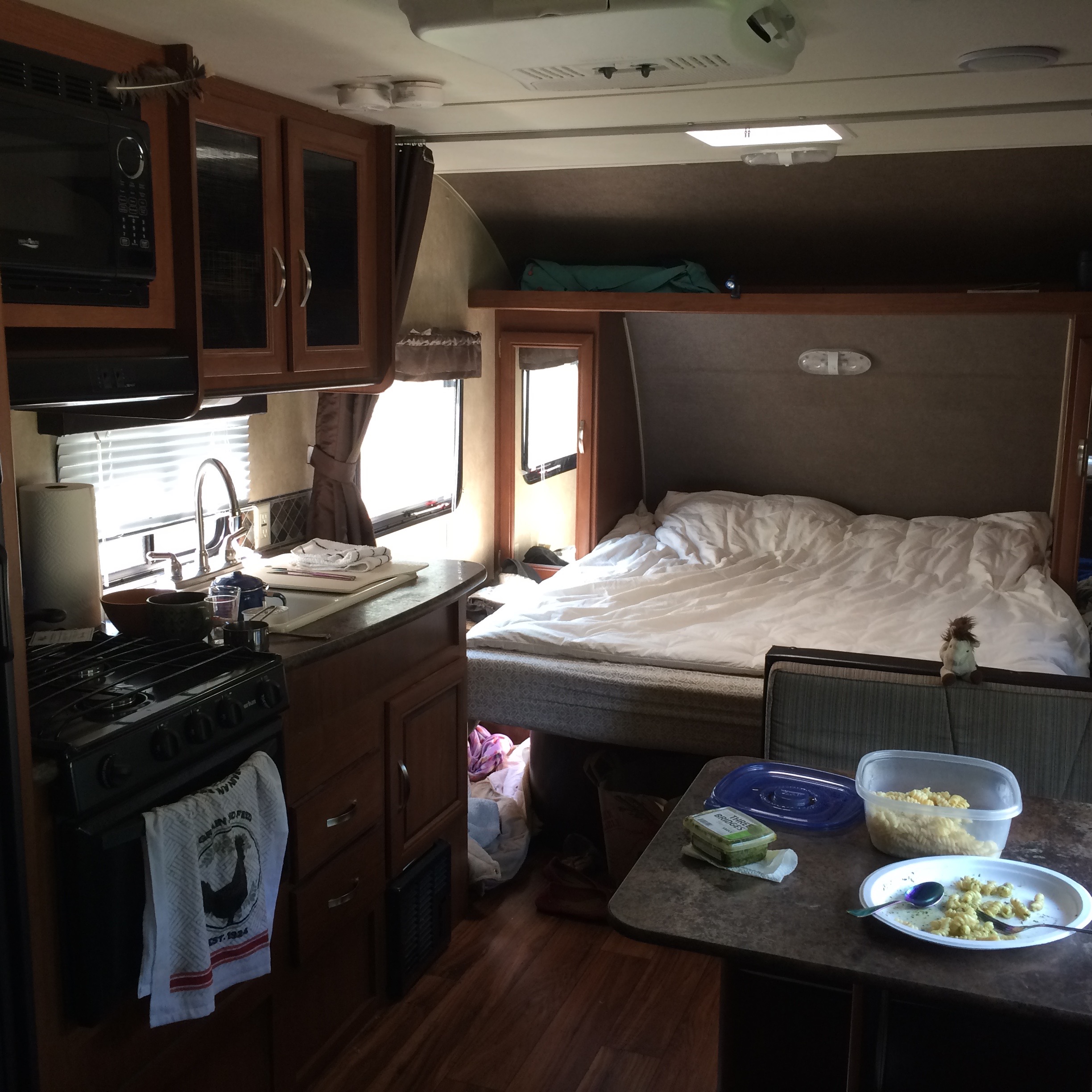 Inside the trailer. Memory foam mattress baby!