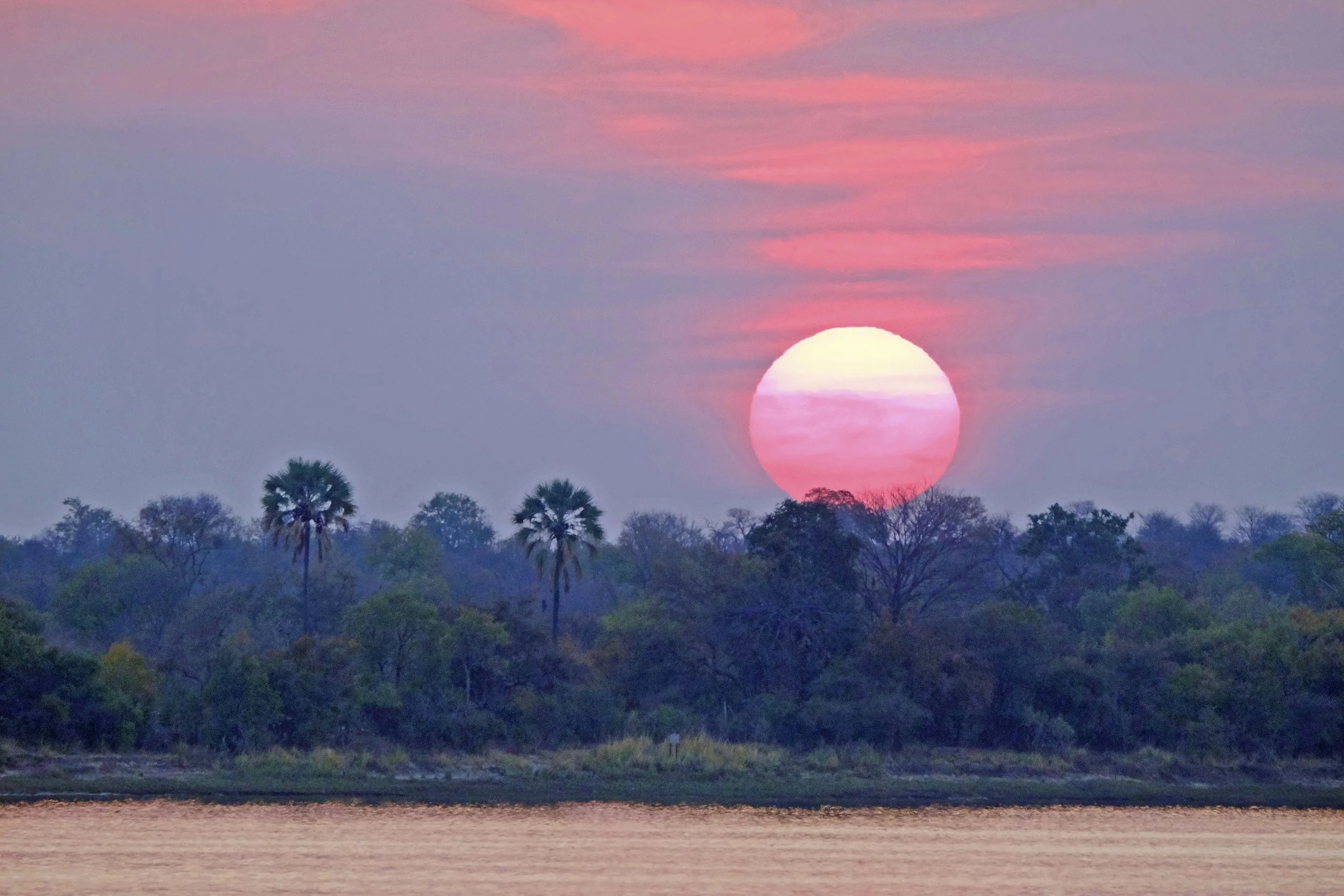 sunset on the zambezi river