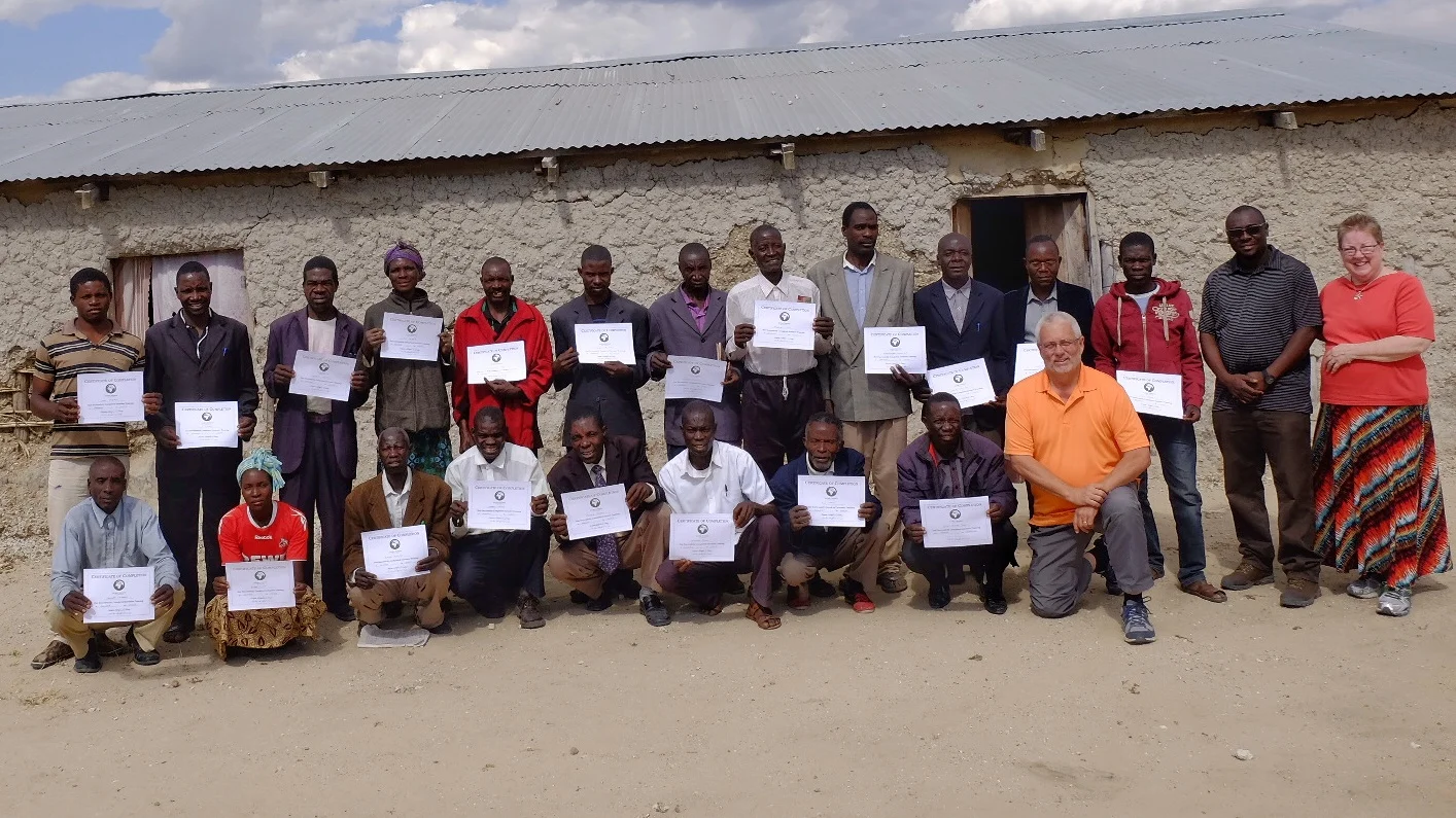 Our second class in Nangweshi, Zambia. Many in this class walked all day from the Kalongola area and slept in the church to attend! 
