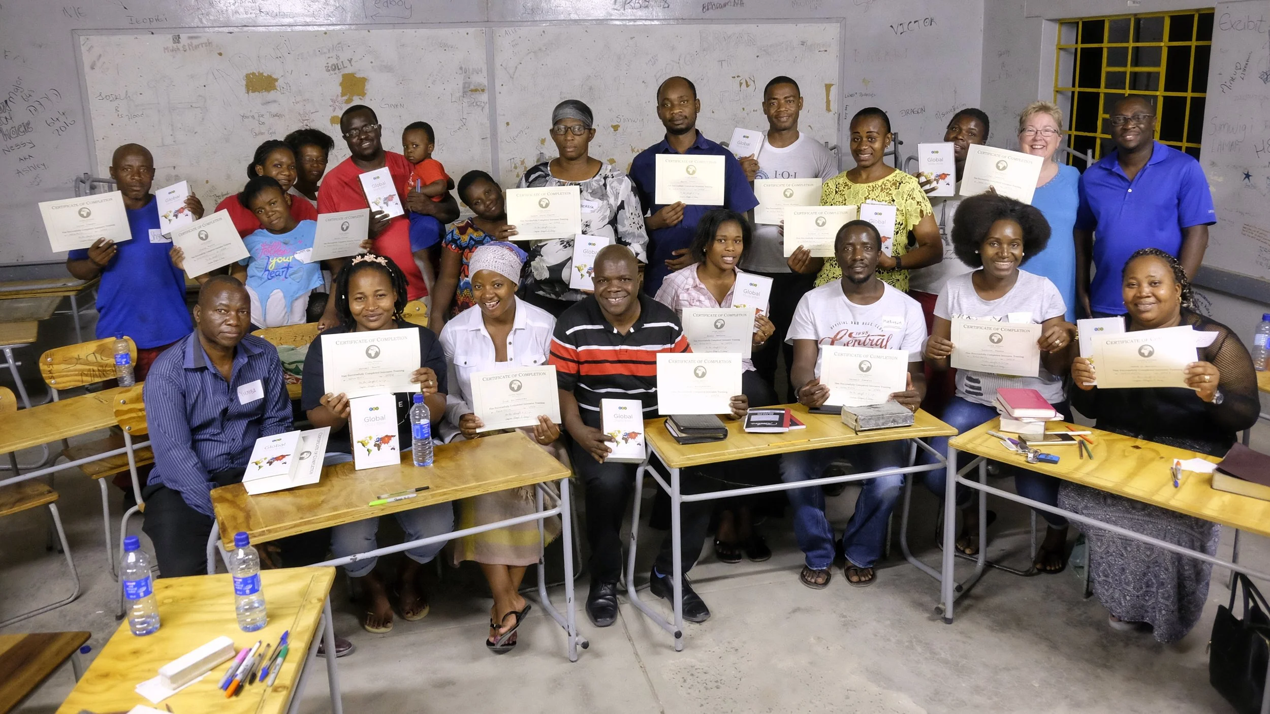 Our Namibian students proudly display their Certificates after completing Phase 1 Intensive Training. 