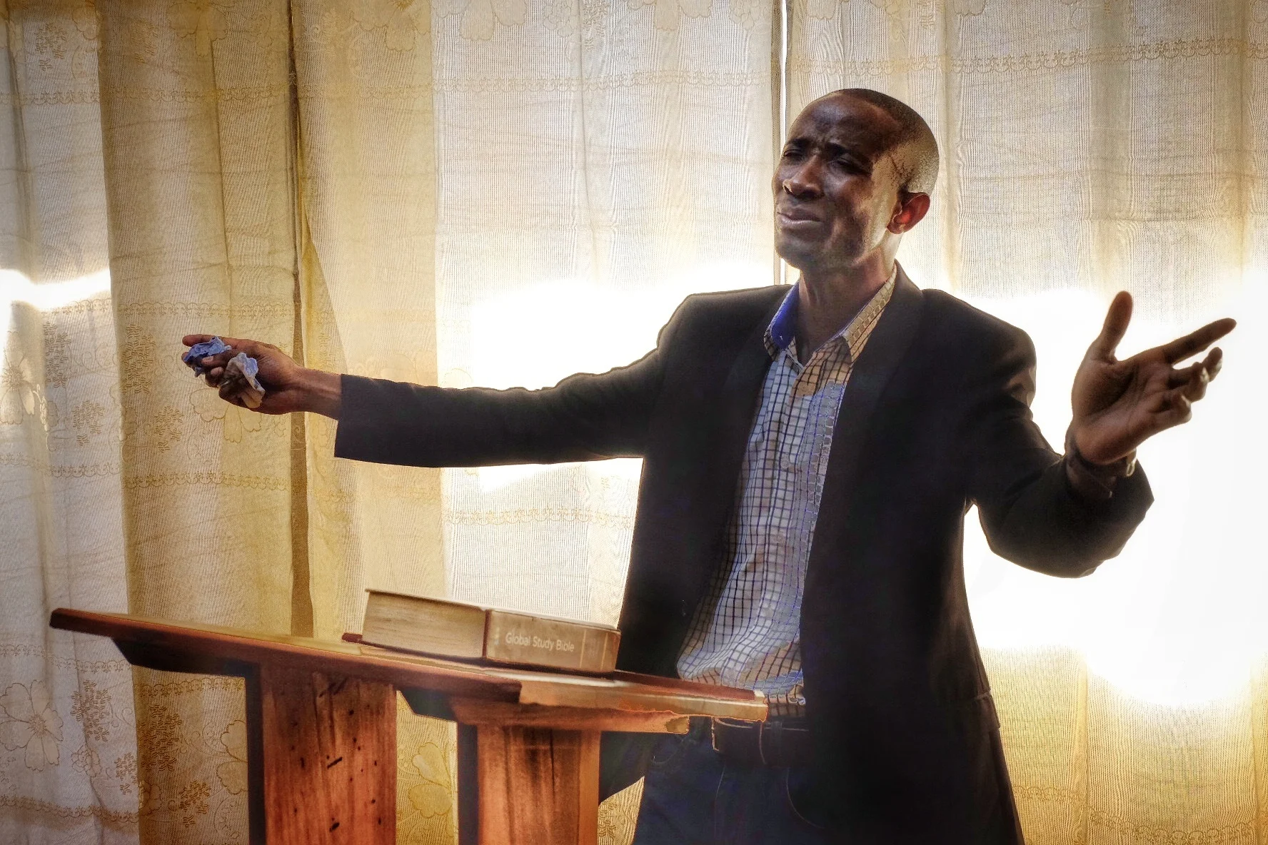 Our former student, Pastor John Zulu, leads worship at his new church. We look forward to training his leaders when the time is right. 