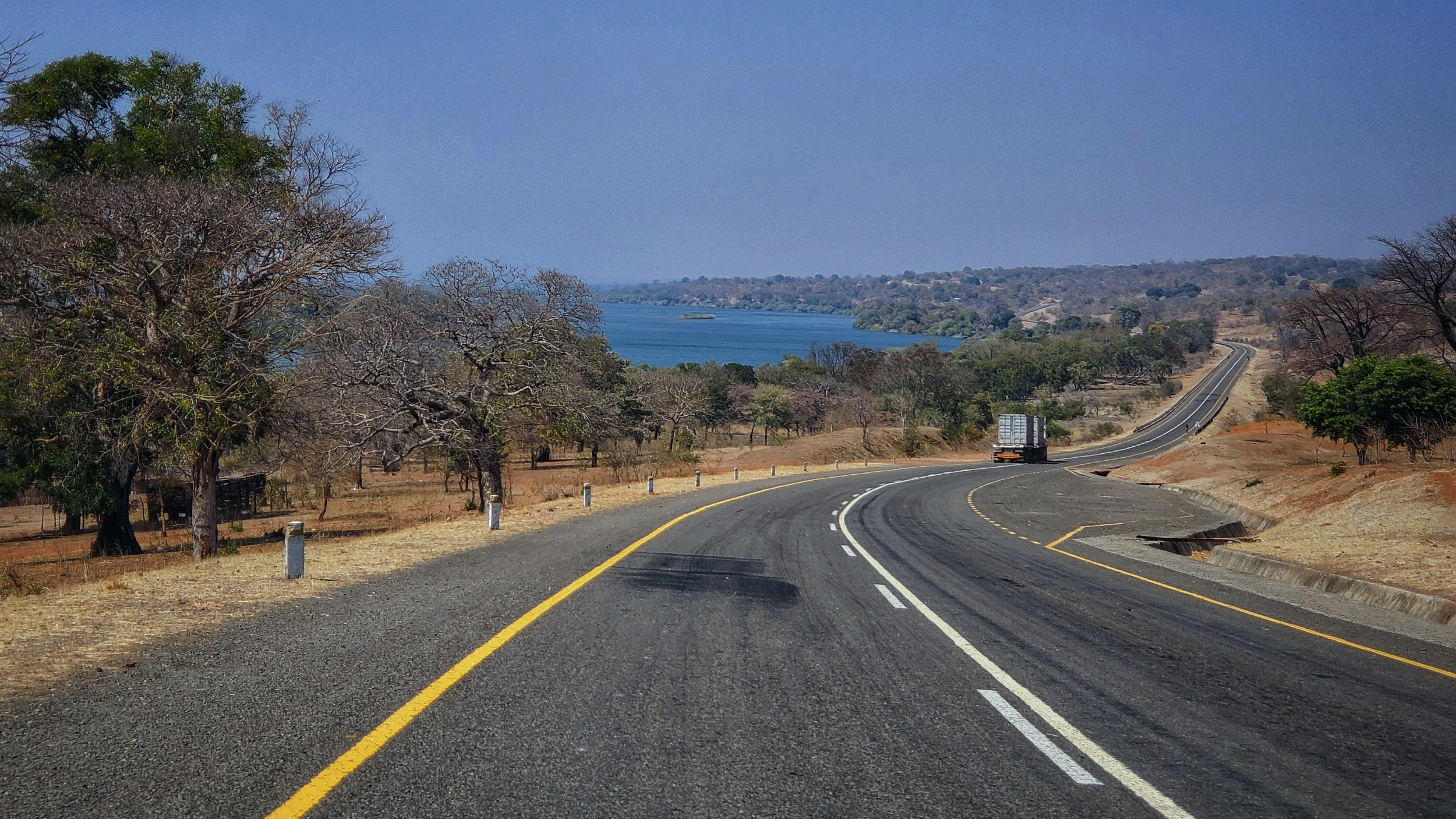 On the road to Katima Mulilo, Namibia, the zambezi river appears in all its glory.