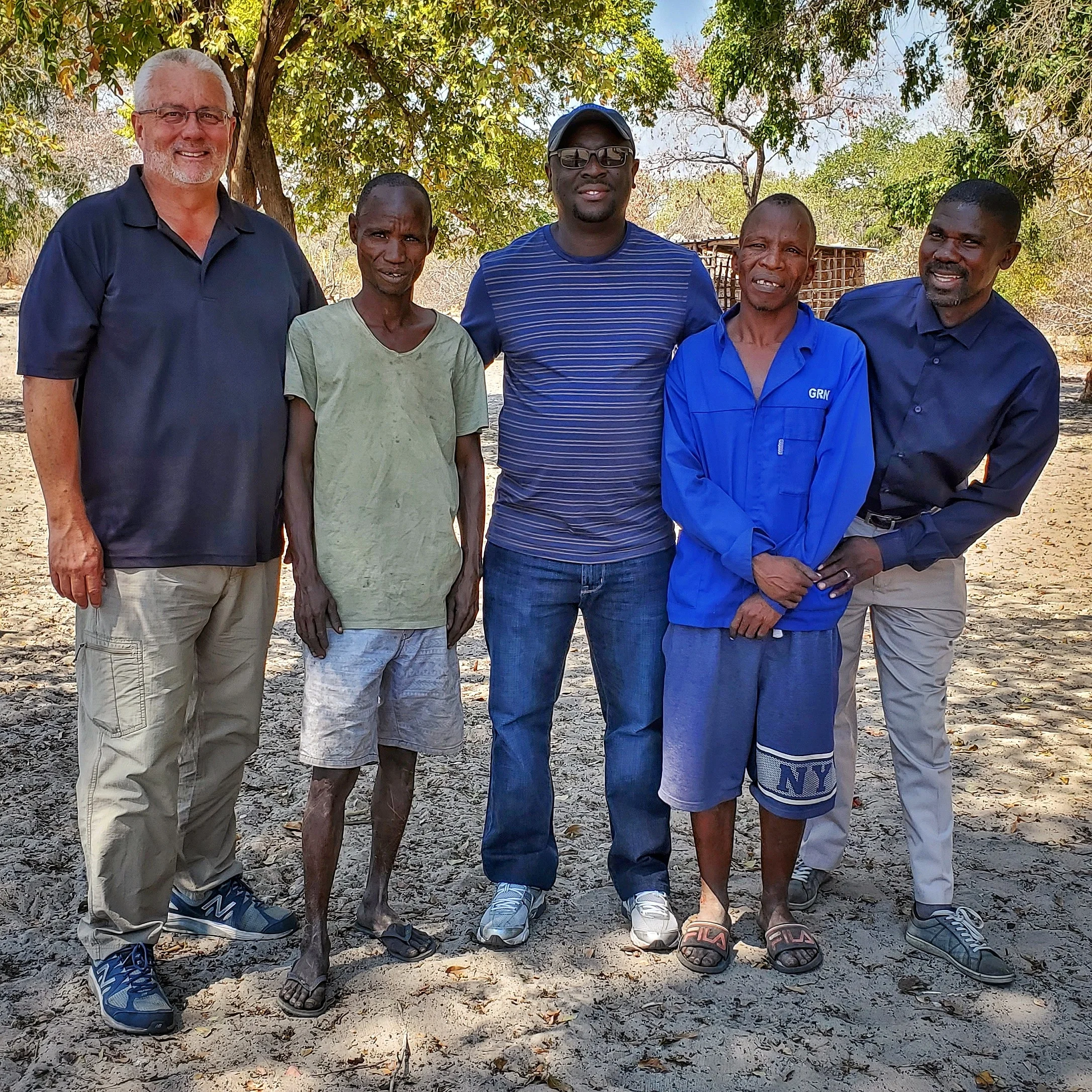 Pastor Jack (R), an old friend of Percy's, introduced us to khwe pastors nelson (l) and wilson (m).