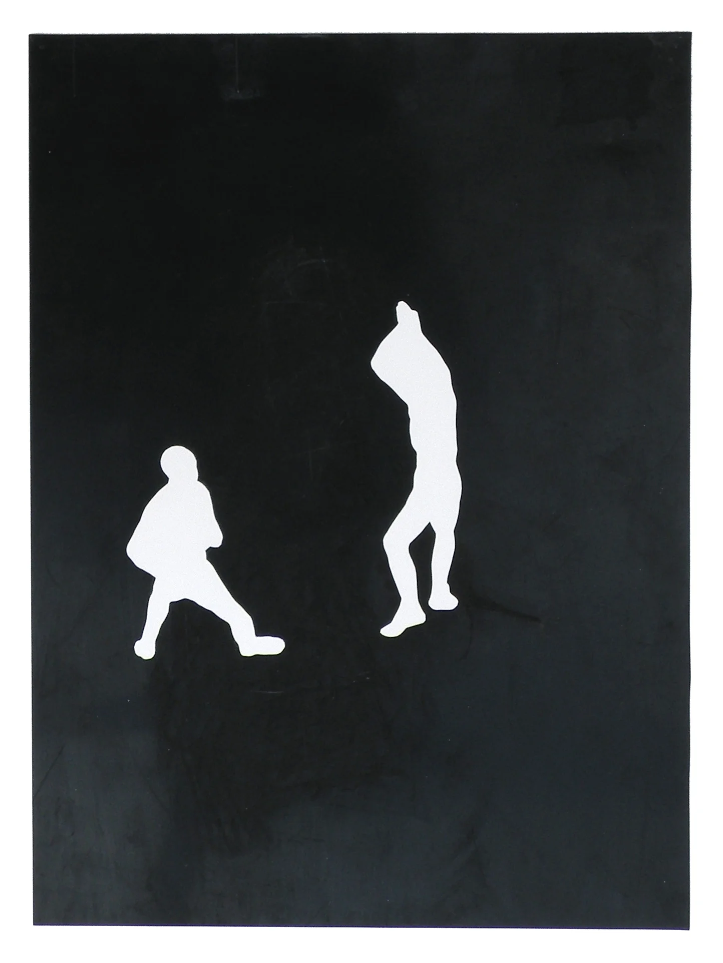 two men kneeling / standing