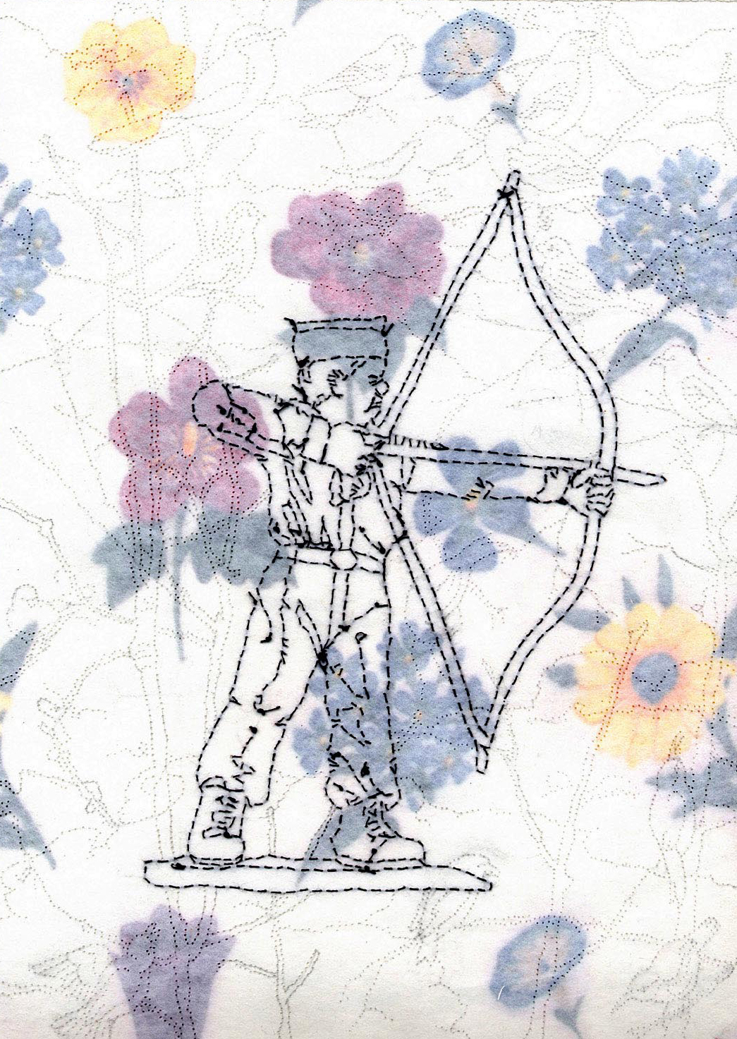 archer with birds and flowers