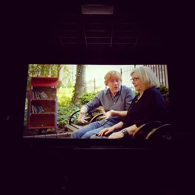 Sure loved to see @treyanastasio and his mother sitting on their special bench next to a Helping Friendly Little Free Library in #betweenmeandmymind last night. Pass the Knowledge. Share your favorite books. @hfbclub #followyourpinecone #readthebook