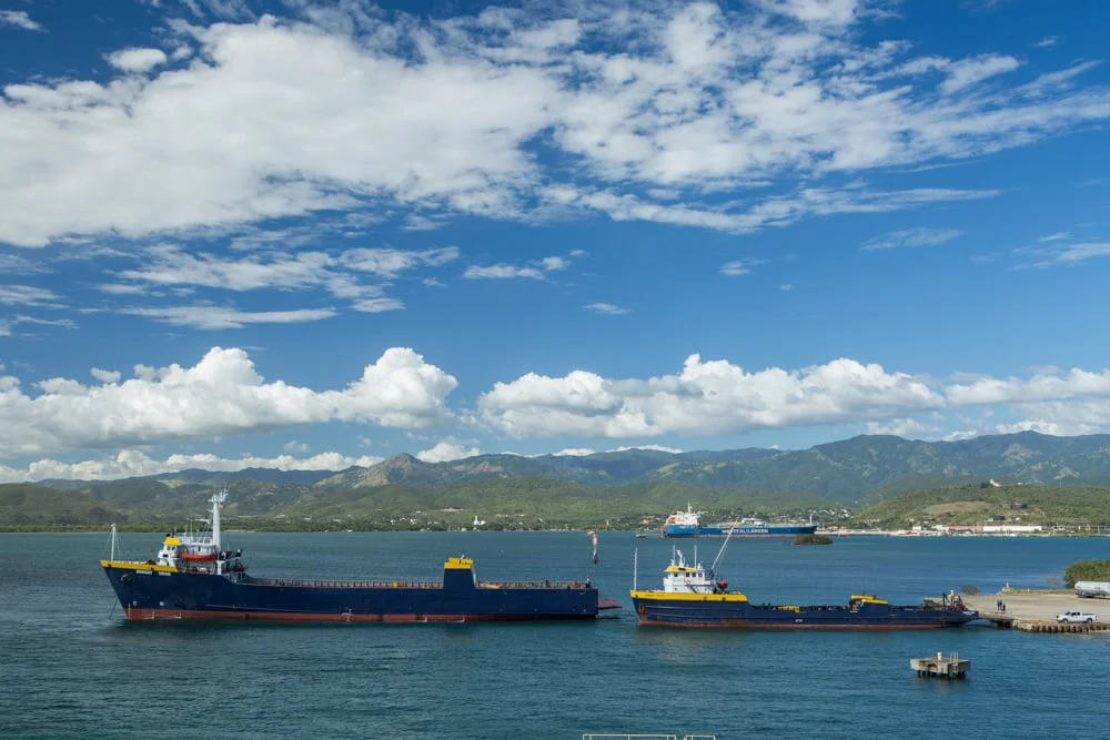 Midnight Dream backing down beside the Midnight Coast at Peerless Oil Facility