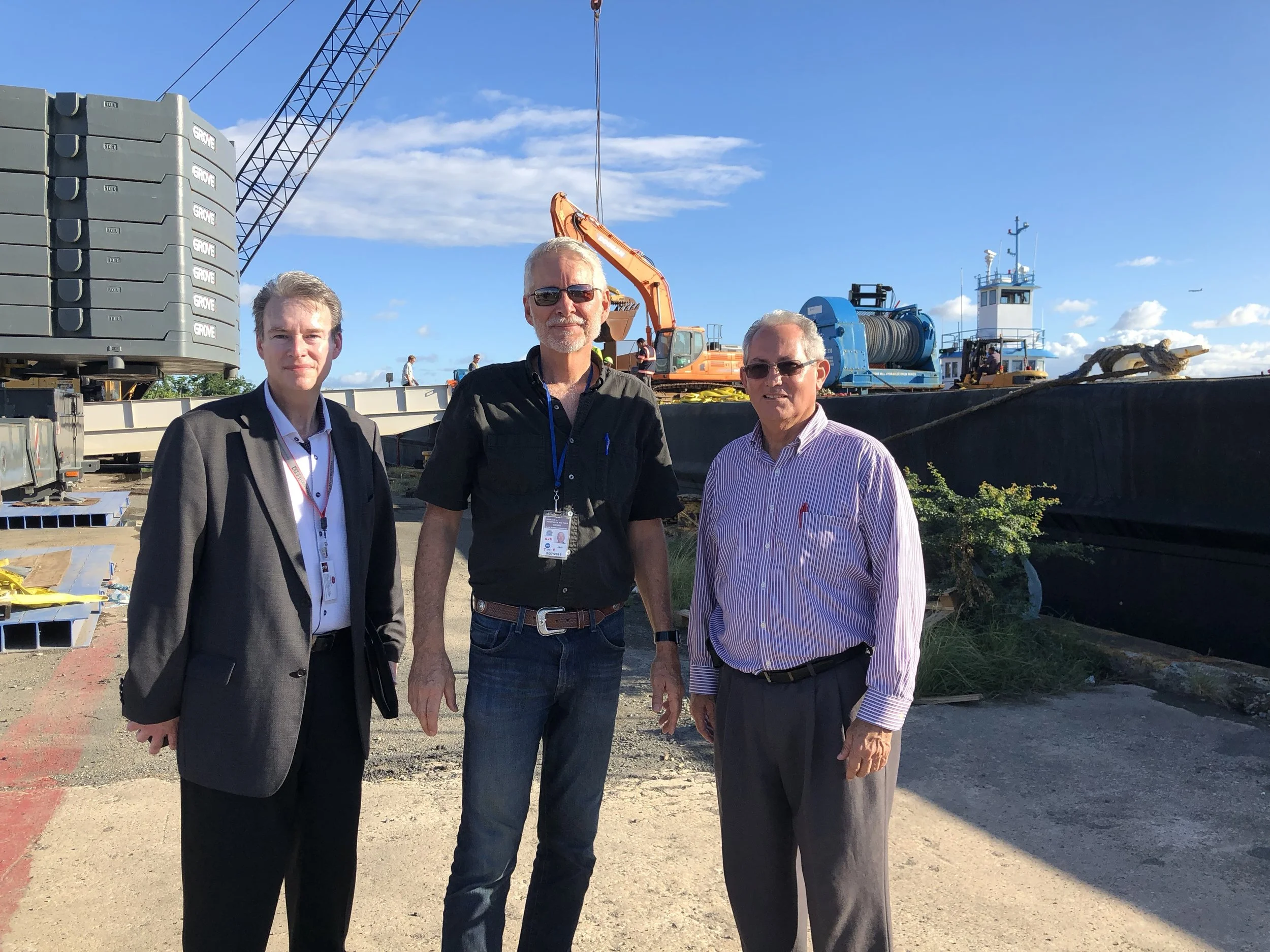 I'm standing between Compassion Services director Robert Rodenbush and local pastor Les Piercell who were instrumental in putting all the cargo together for this relief voyage.
