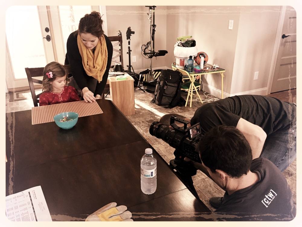 IVC's Angelina Cebrian keeps little Angelina (our mini-actress) engaged while the 6 STRONG crew makes a few tweaks. Isn't she adorable?