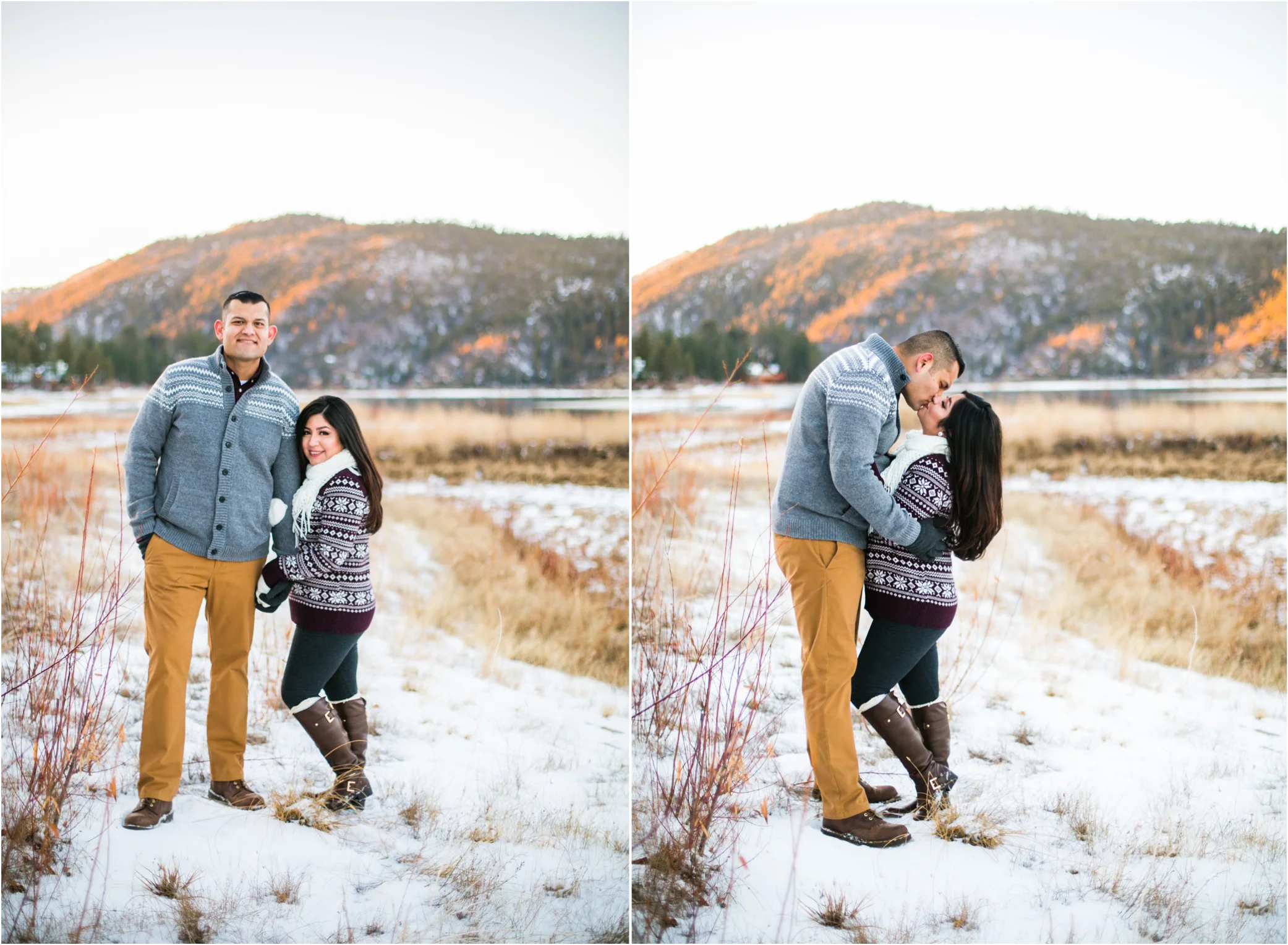 Armando and KimberlyBig Bear LakeSnow Christmas Photo SessionWinter PhotographyHoliday