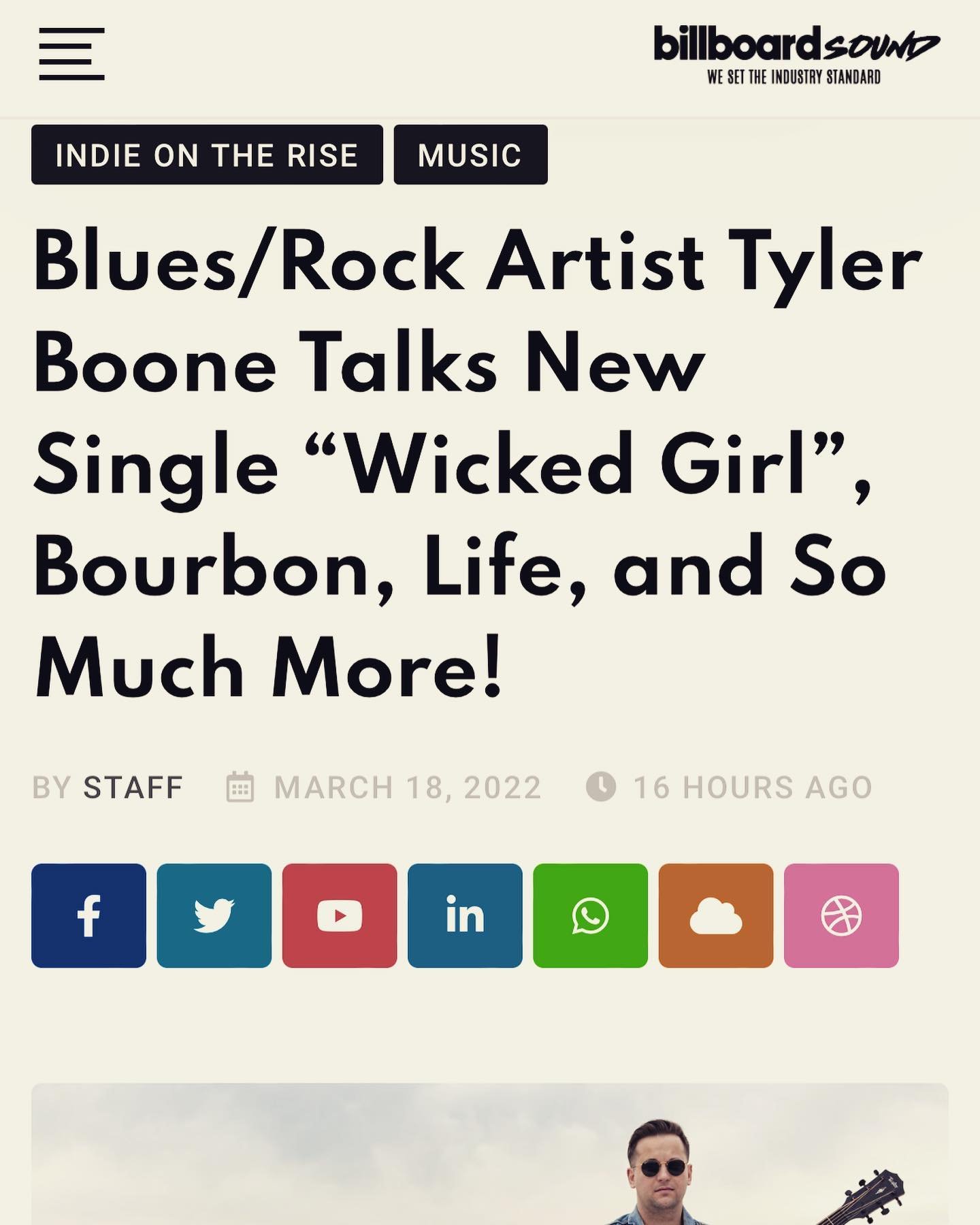 "Wicked Girl" featuring Peter Keys from Lynryd Skynyrd premiered on Billboard Sound!