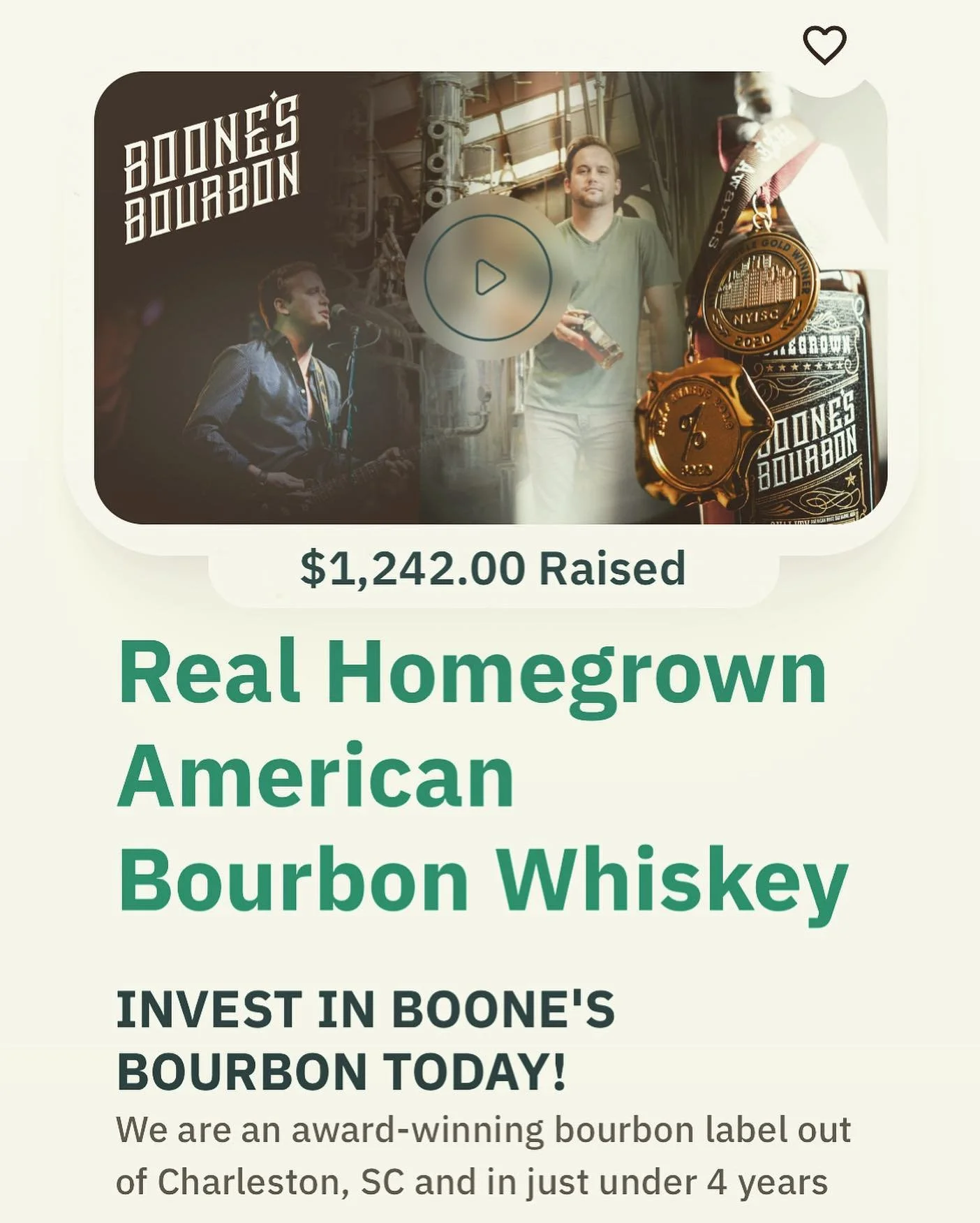 Invest in "Homegrown" Boone's Bourbon for our 2nd raise!