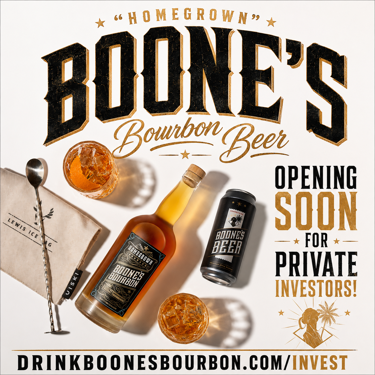 "Homegrown" Boone's Bourbon and Boone's Beer opening soon to private investors!