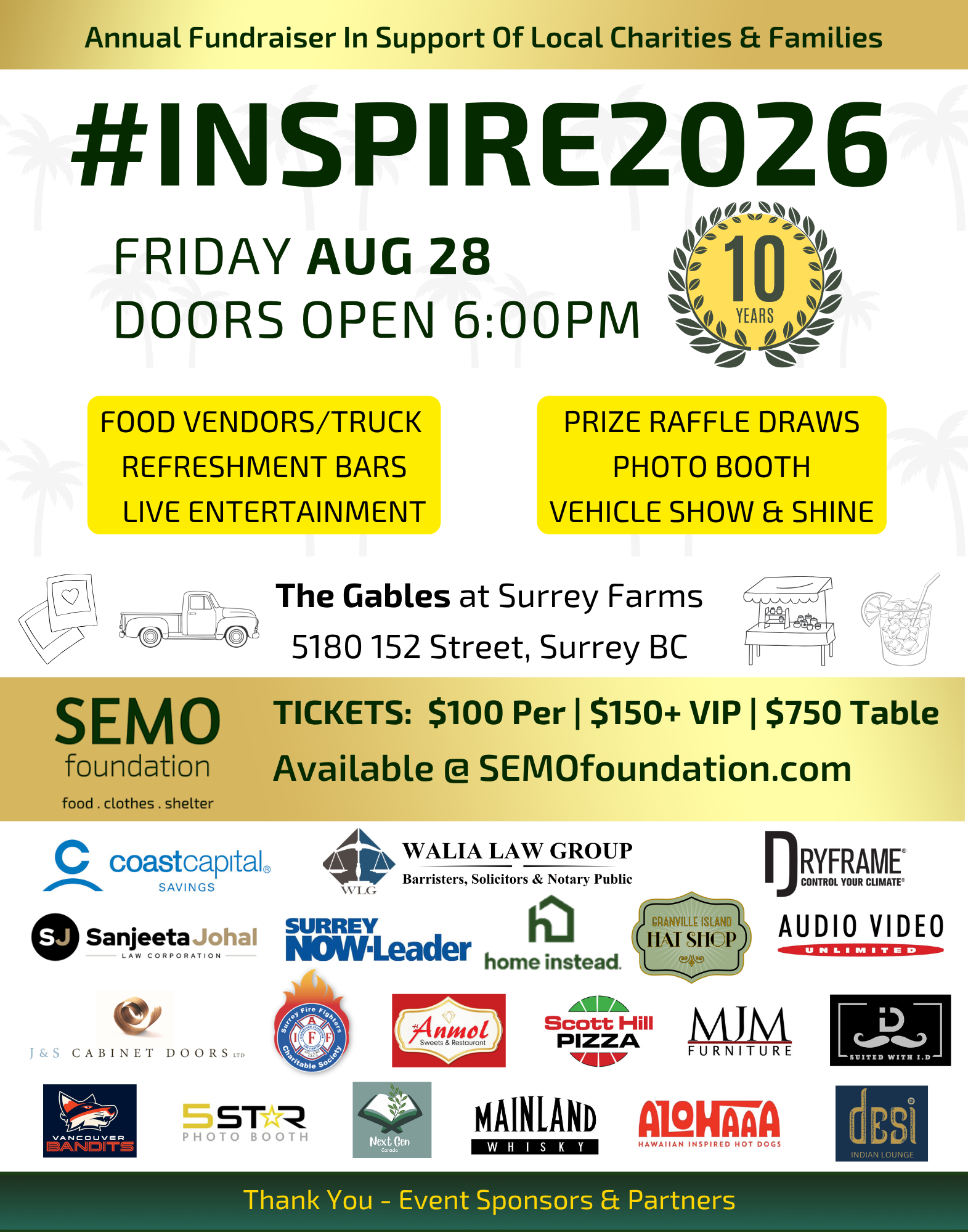 Semo Foundation celebrates 10 years of Inspire fundraising events in Surrey, BC
