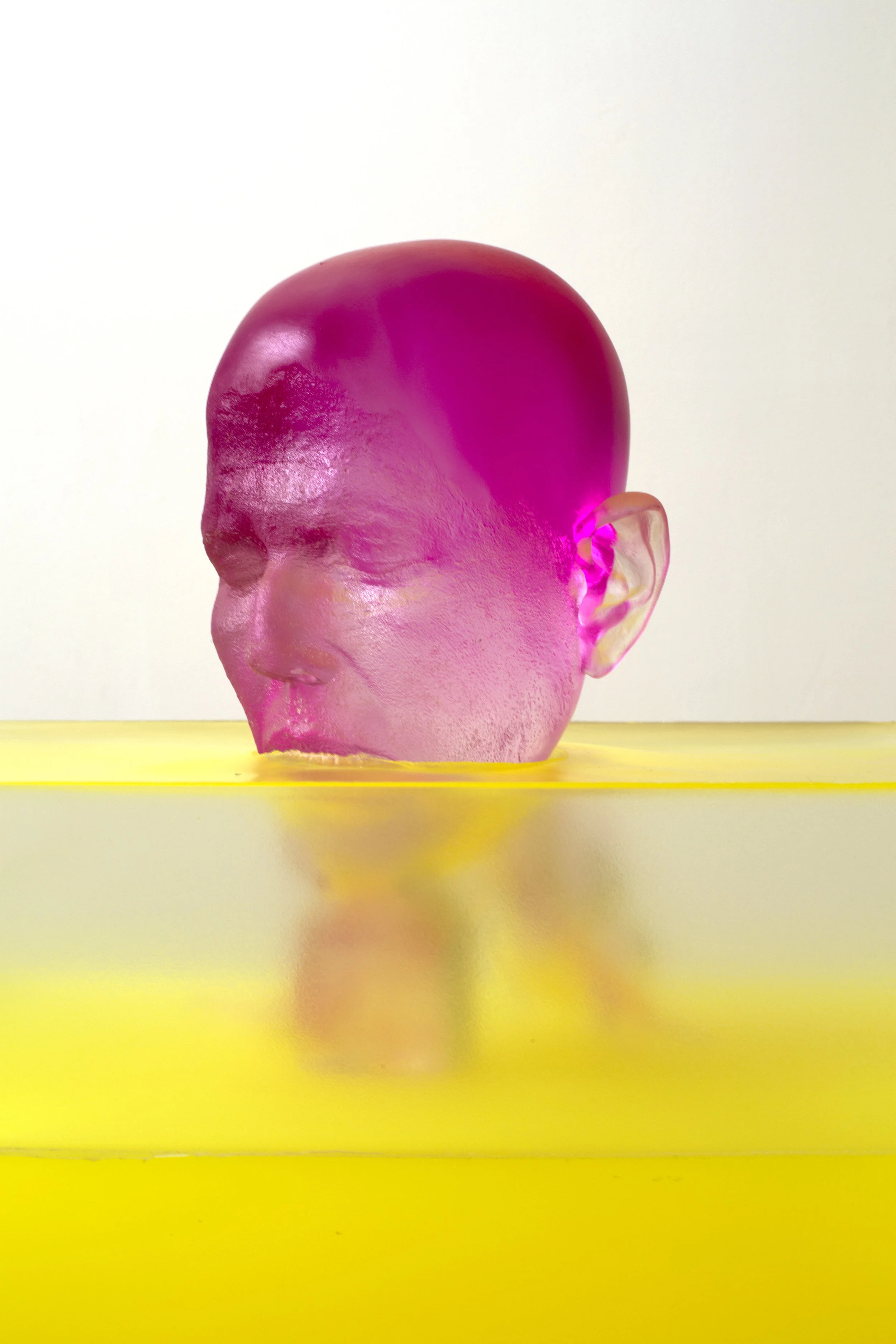 Rona Pondick, Magenta Swimming in Yellow (detail), 2015-17, pigmented resin and acrylic, 14h x 17w x 17d in