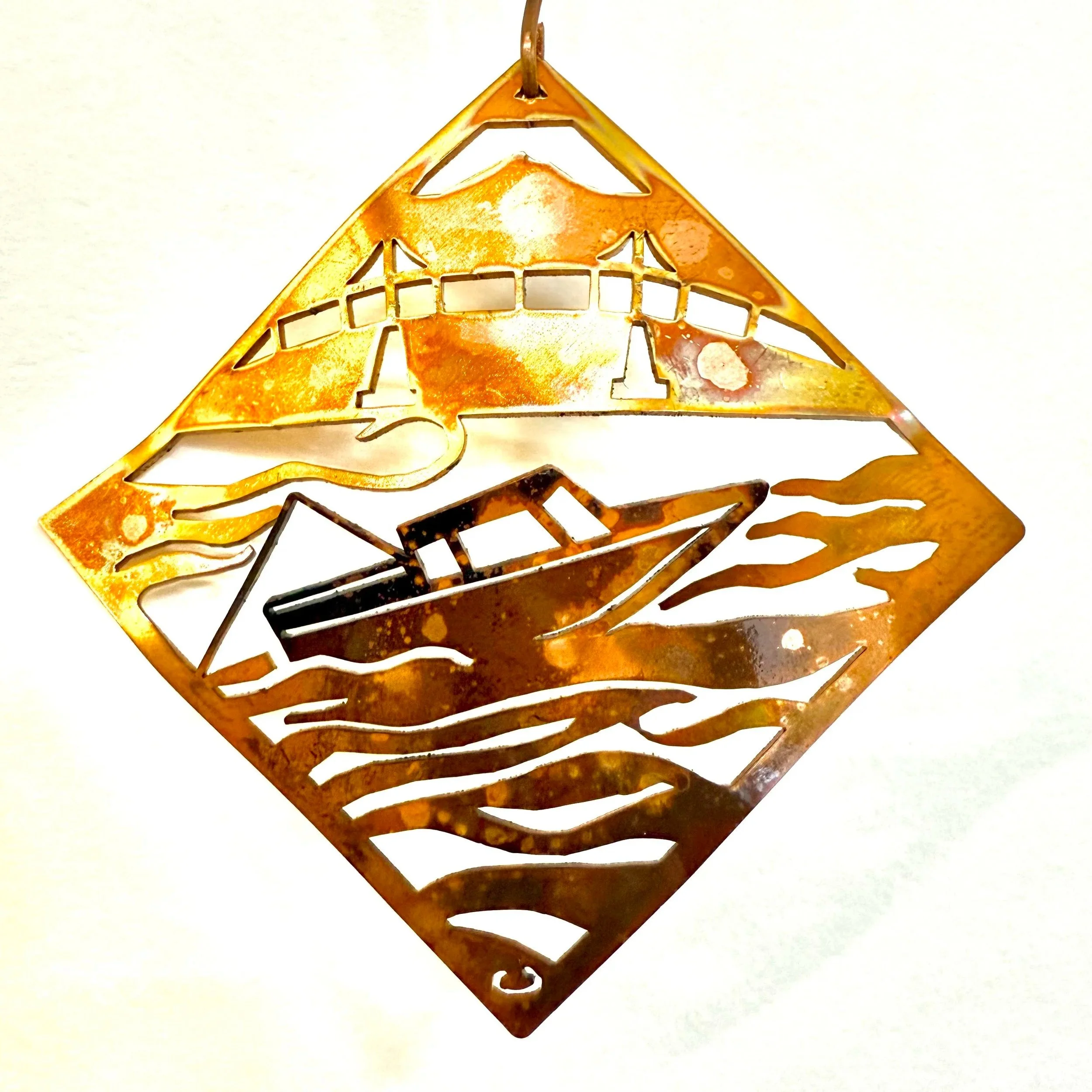 Copper FISHING BOAT Ornament