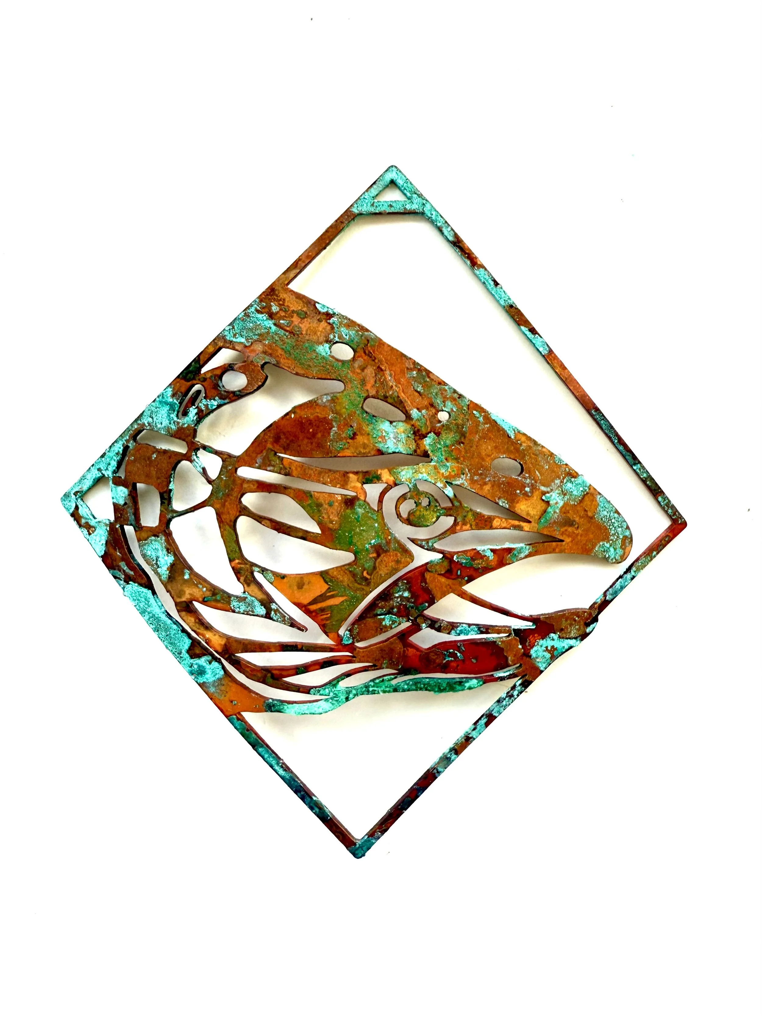 Copper SALMON HEAD ornament
