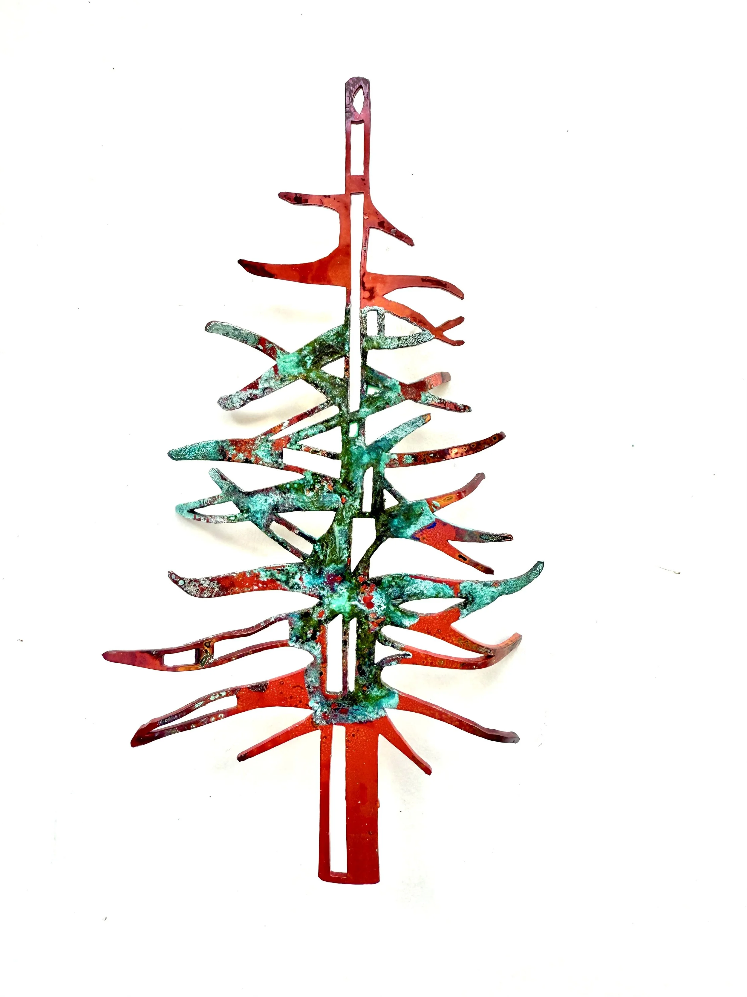 Copper FIRE TREE Ornament