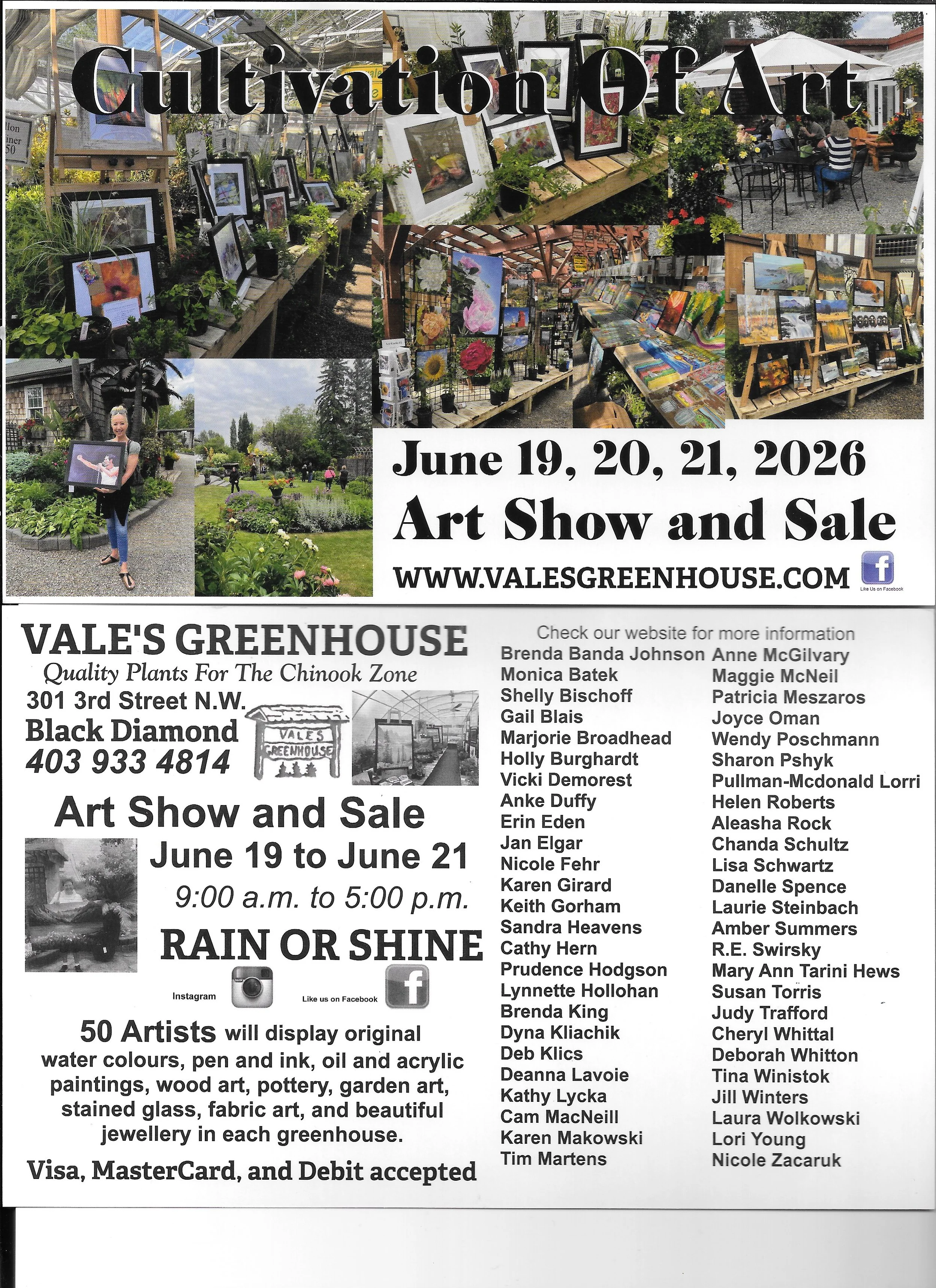 Vales Greenhouse Art Show and Sale - "Cultivation of Art"