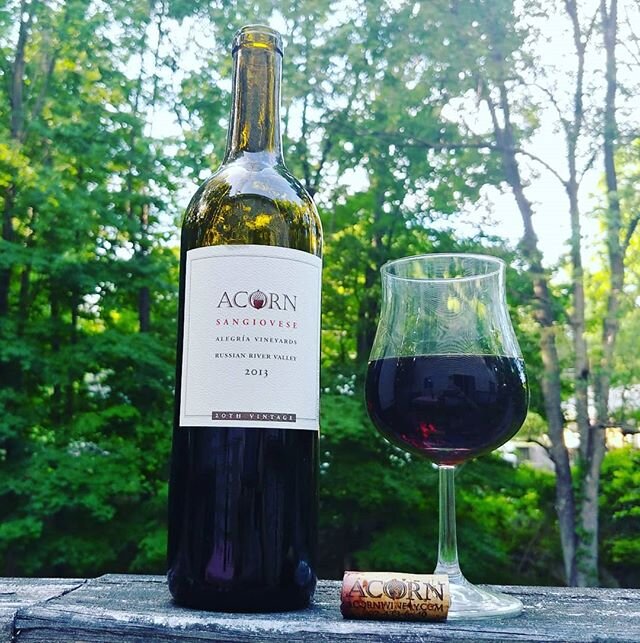 @acornwinery 2013 Sangiovese.  A Field Blend like their entire lineup of Russian River Valley Wines from their Estate, Alegria Vineyards. 23 different Sangiovese Clones as well as some Canialo and Mammolo. When you taste this, you wonder why more San