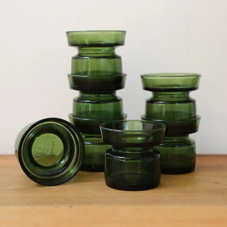 Dansk IHQ green glass tea light candle holders planter // found by a prop stylist // courtney dawley
