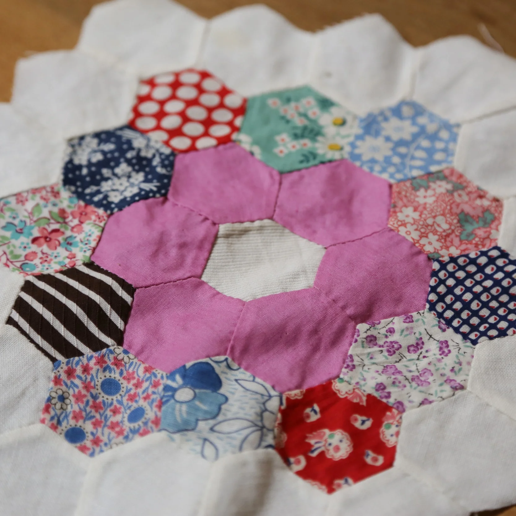 Vintage honeycomb quilt squares $16 // found by a prop stylist // courtney dawley