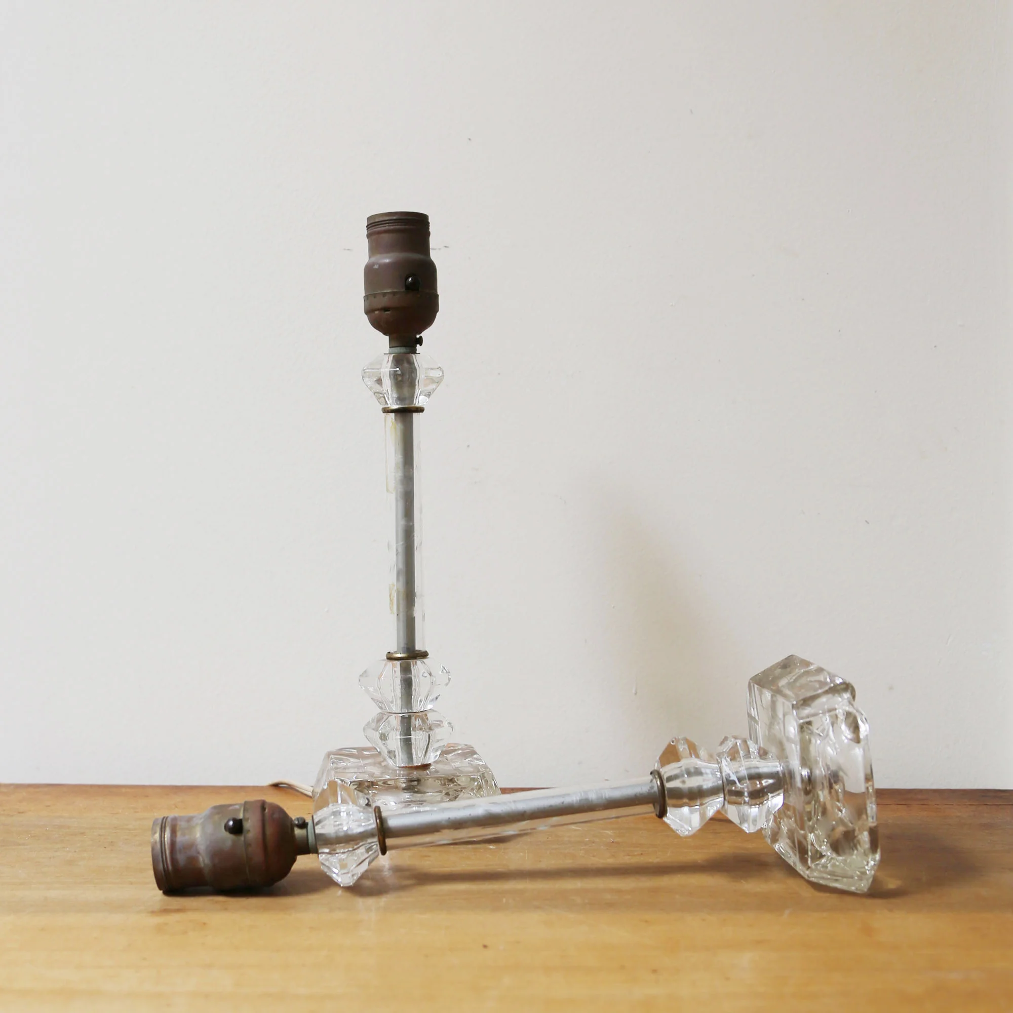 Vintage etched glass lamp set victorian country chic $125 // found by a prop stylist // courtney dawley