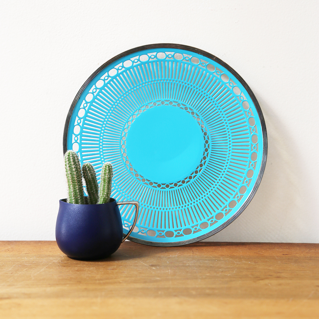 vintage turquoise platter hand painted wall decor or serving // found by a prop stylist // courtney dawley